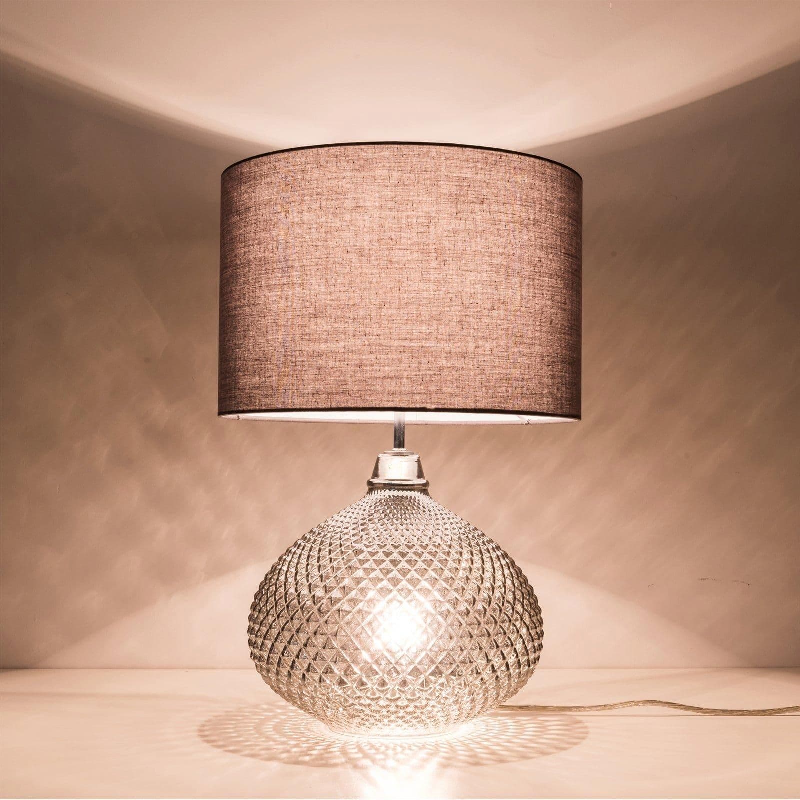 Single Table Lamp Twin On Off Switche Fabric Shade
