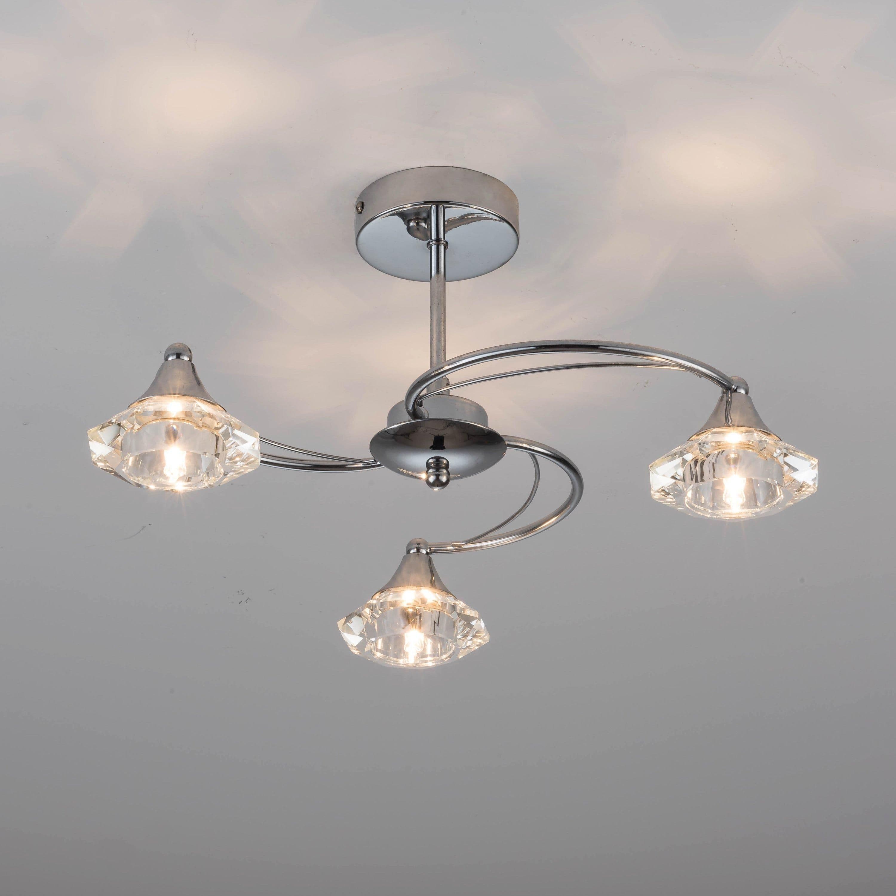 Polished Chrome Spiral 3 Light Semi Flush Ceiling Light