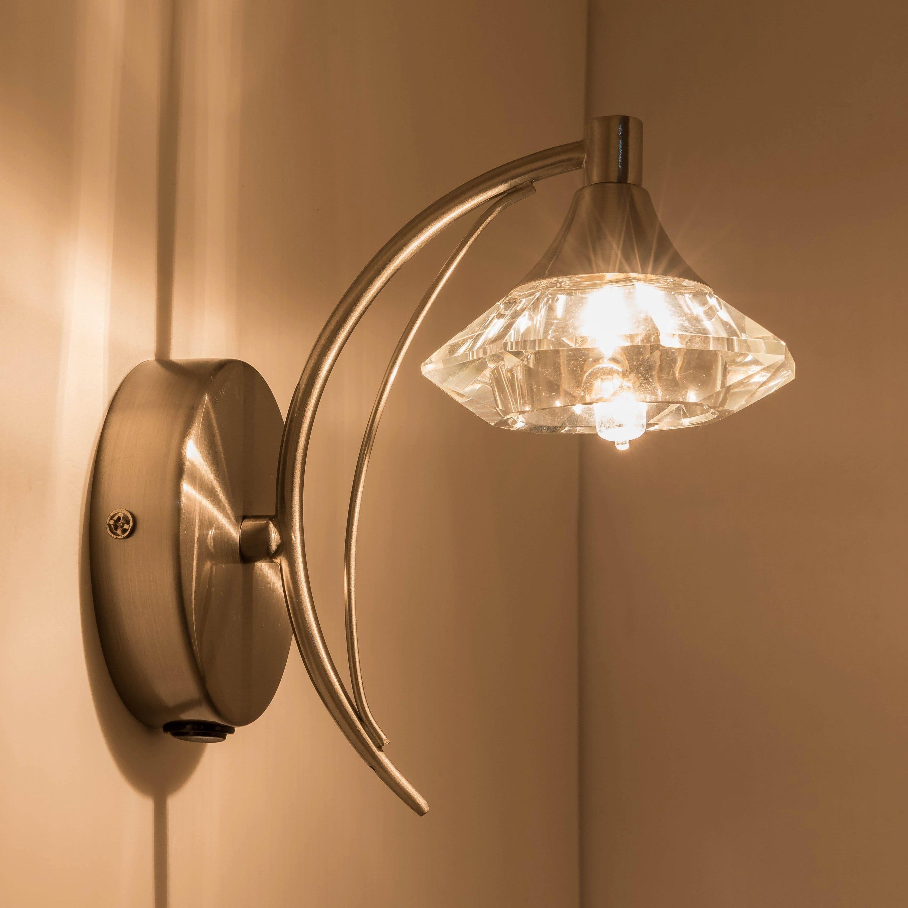 Single Wall Light Sconce Satin Nickel Finish