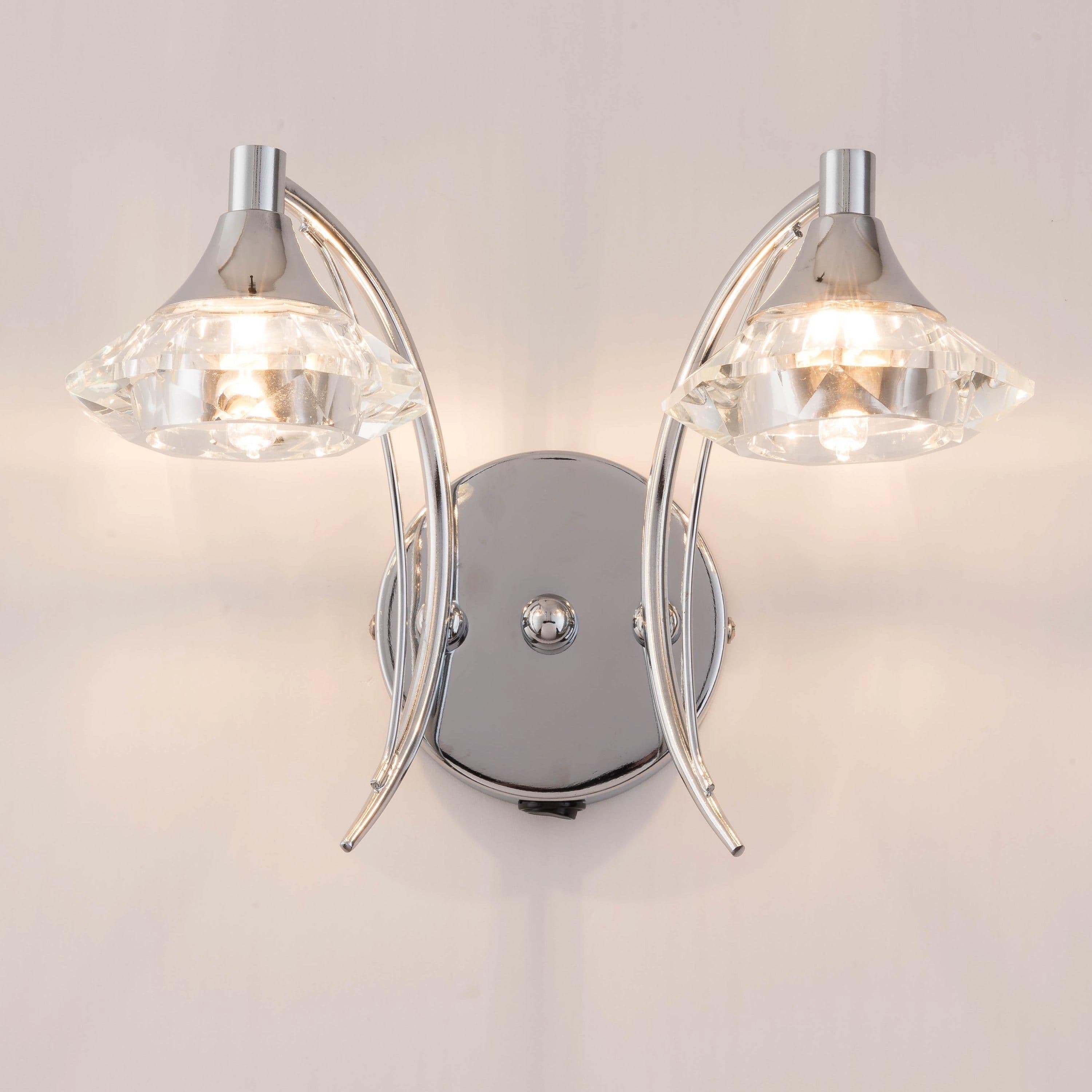 Double Wall Light Sconce Polished Chrome Finish