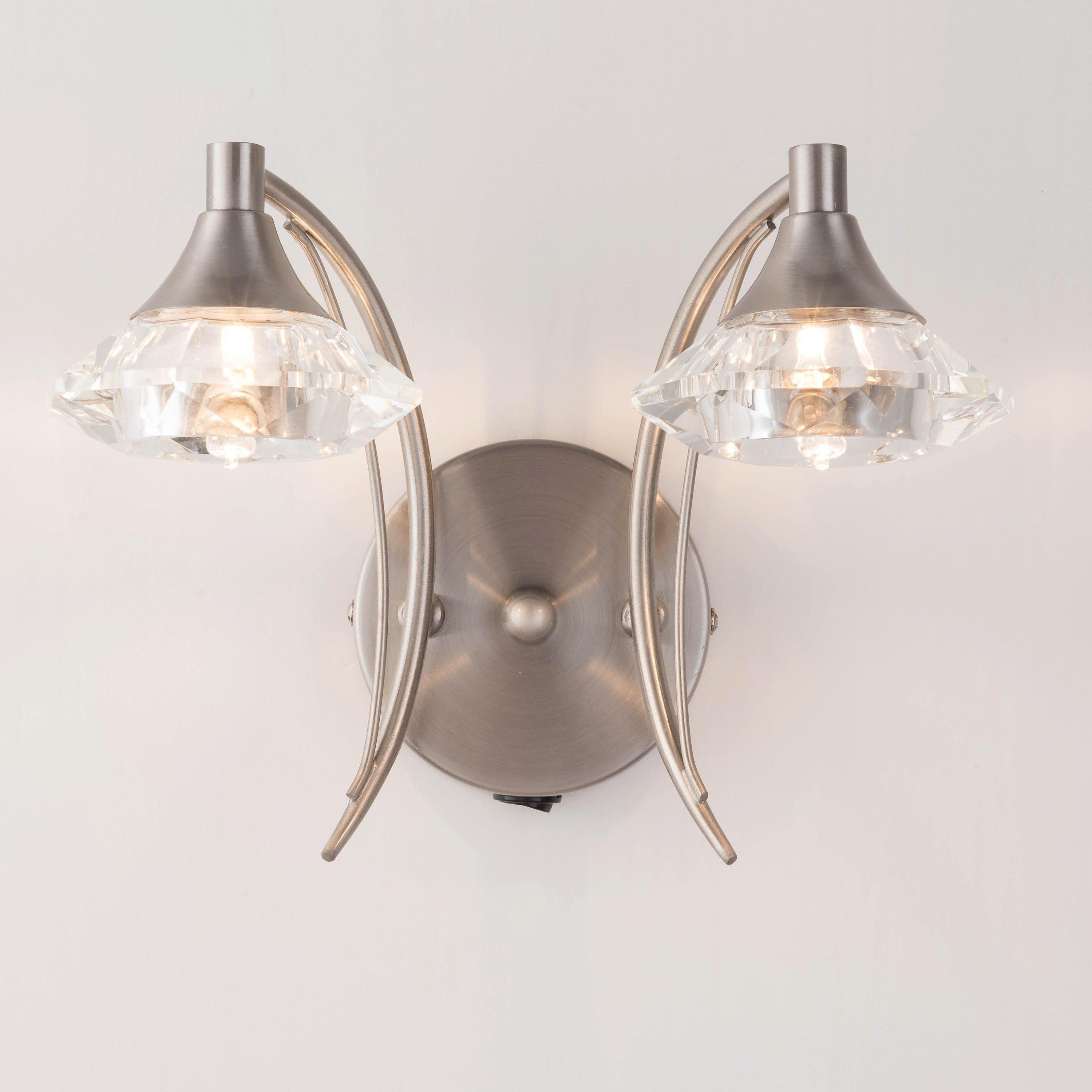 Double Wall Light Sconce Satin Nickel Finish