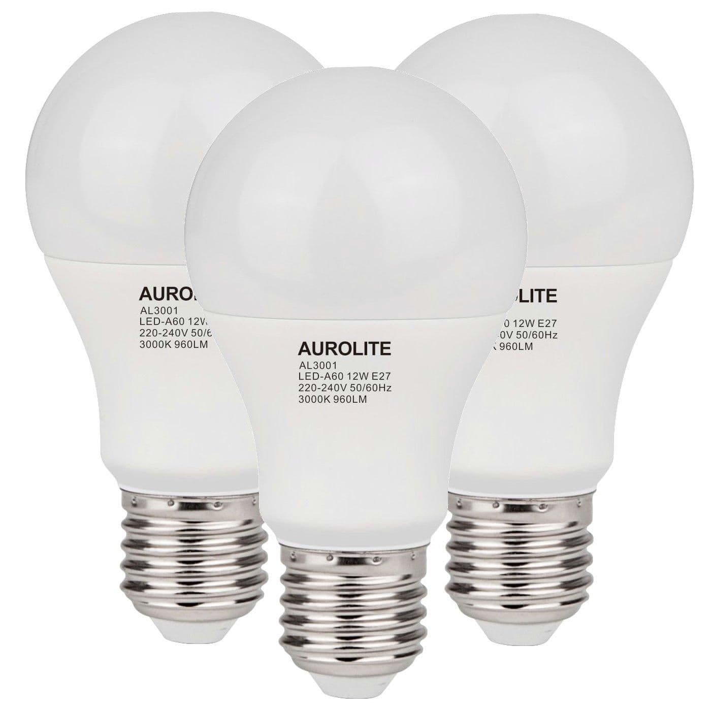 12 Watts A60 E27 LED Bulb Opal Warm Non Dimmable Pack 3