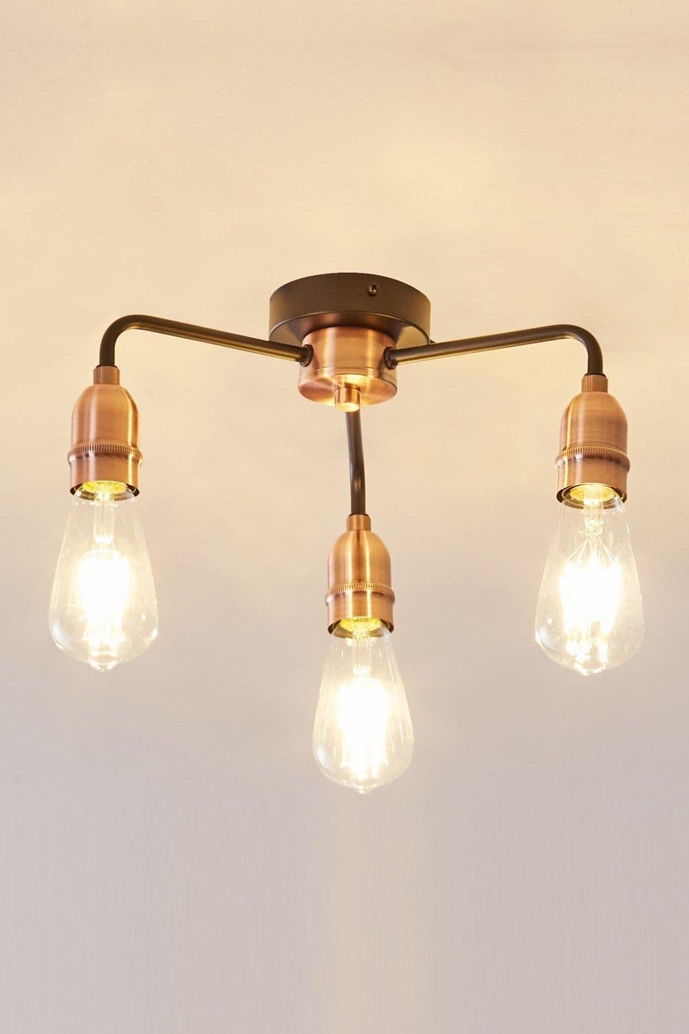 3 Light Semi Flush Ceiling Light Dimmable E27 ES Cap
