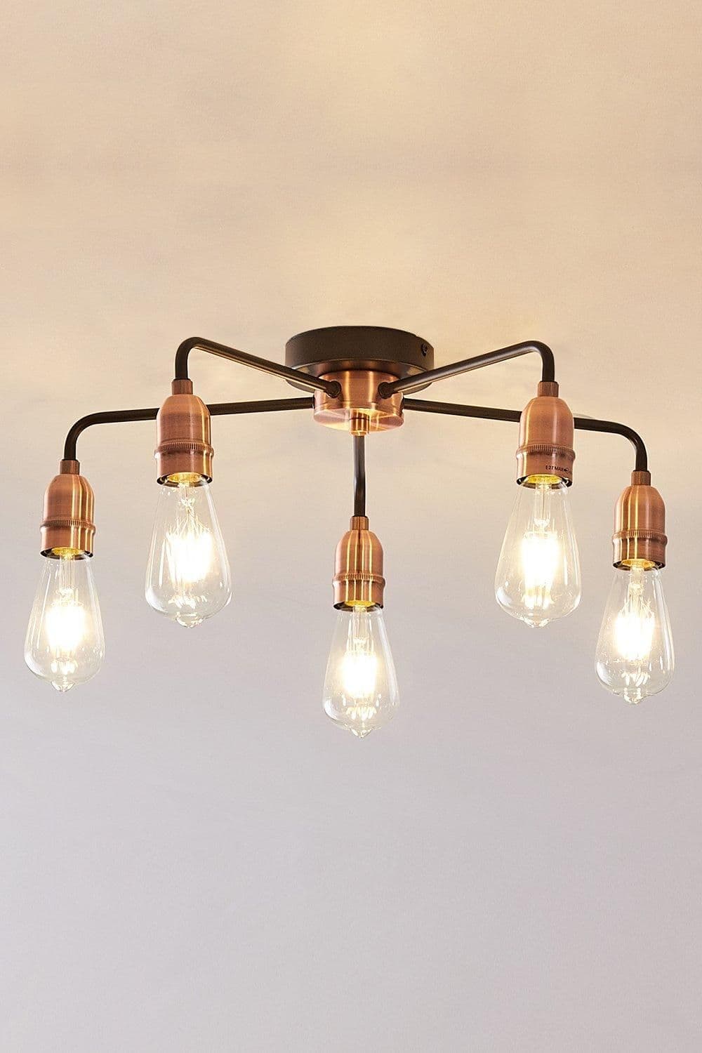5 Light Semi Flush Ceiling Light Dimmable E27 ES Cap
