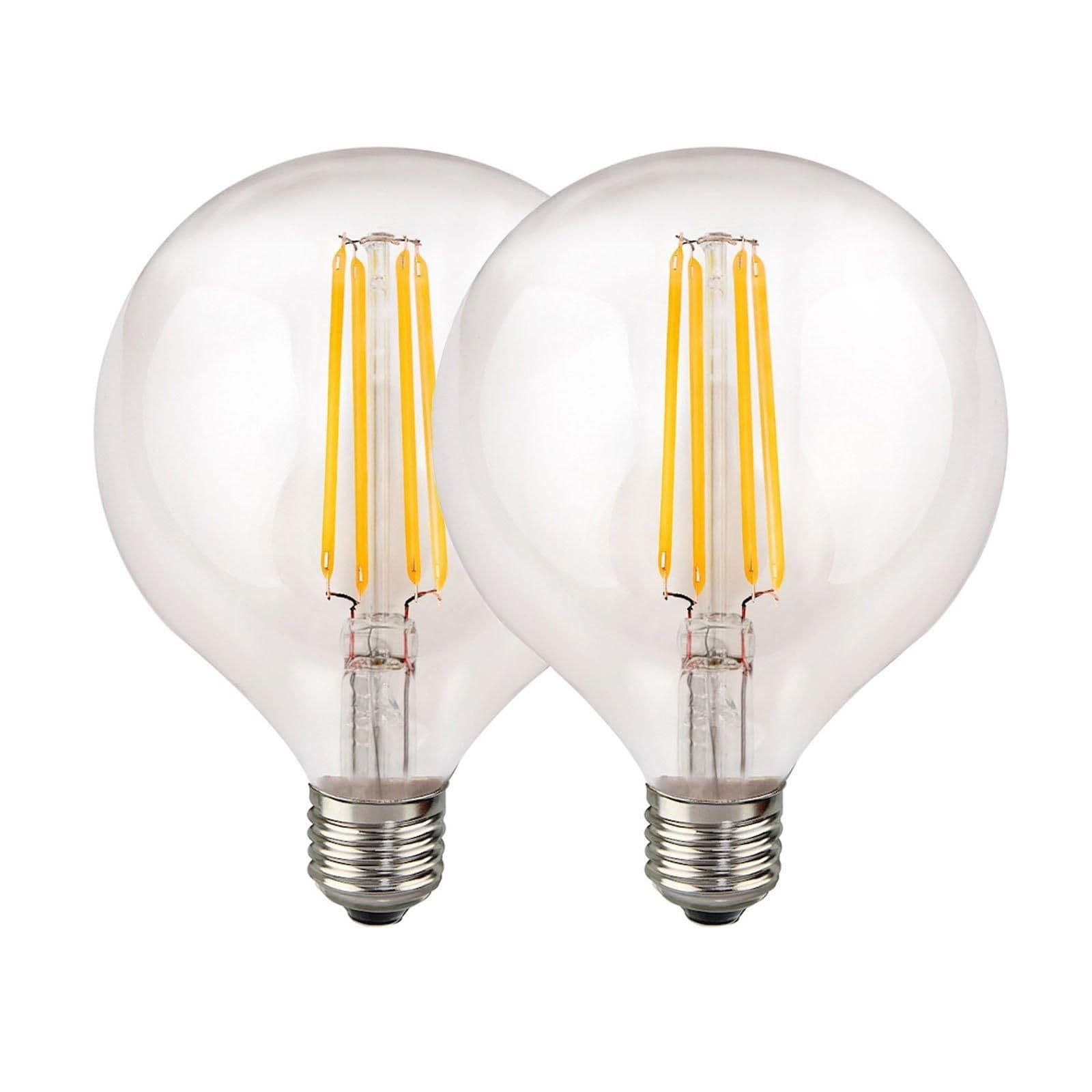 8 Watts G125 E27 LED Bulb Clear Globe Warm Dimmable Pack 2