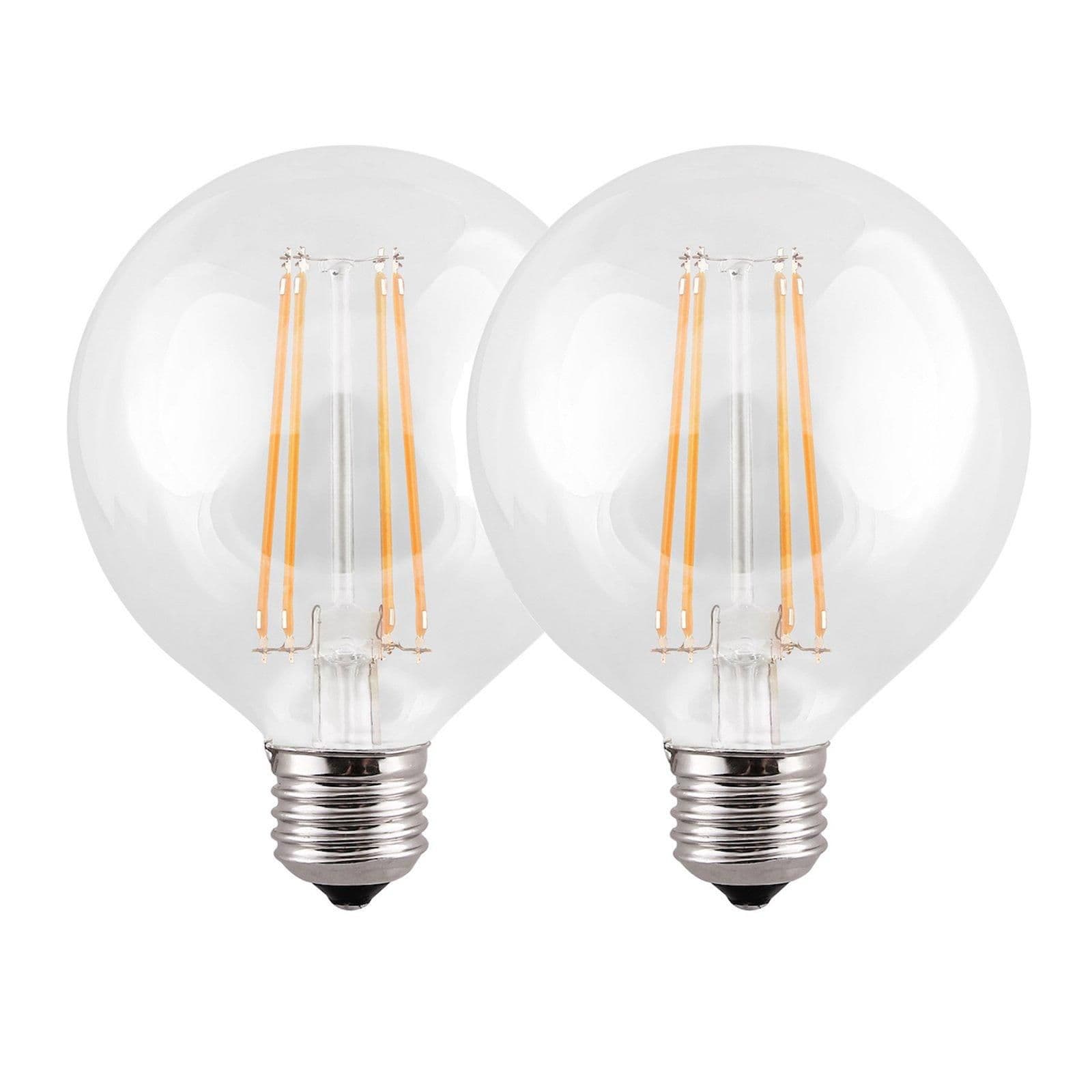 8 Watts G95 E27 LED Bulb Clear Globe Warm Dimmable Pack 2