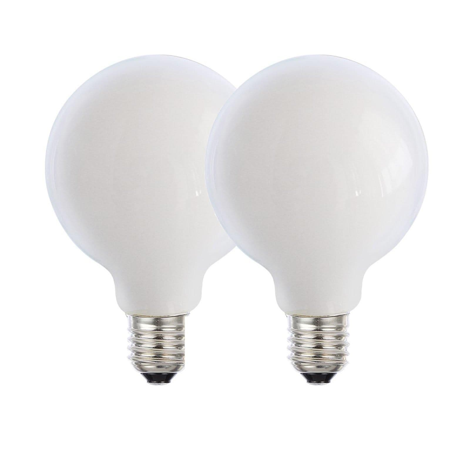 8 Watts G125 E27 LED Bulb Opal Globe Warm Dimmable Pack 2