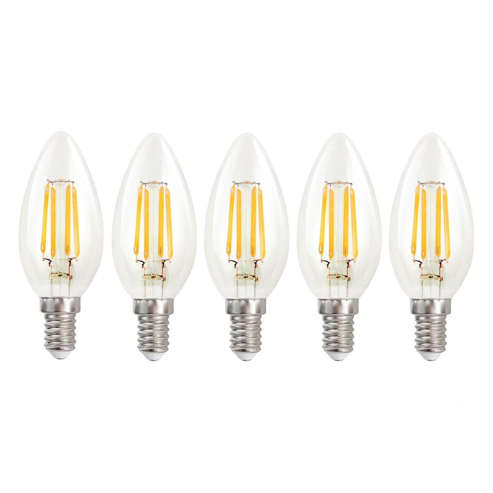 4.5 Watts E14 LED Bulb Clear Candle Warm Dimmable Pack 5