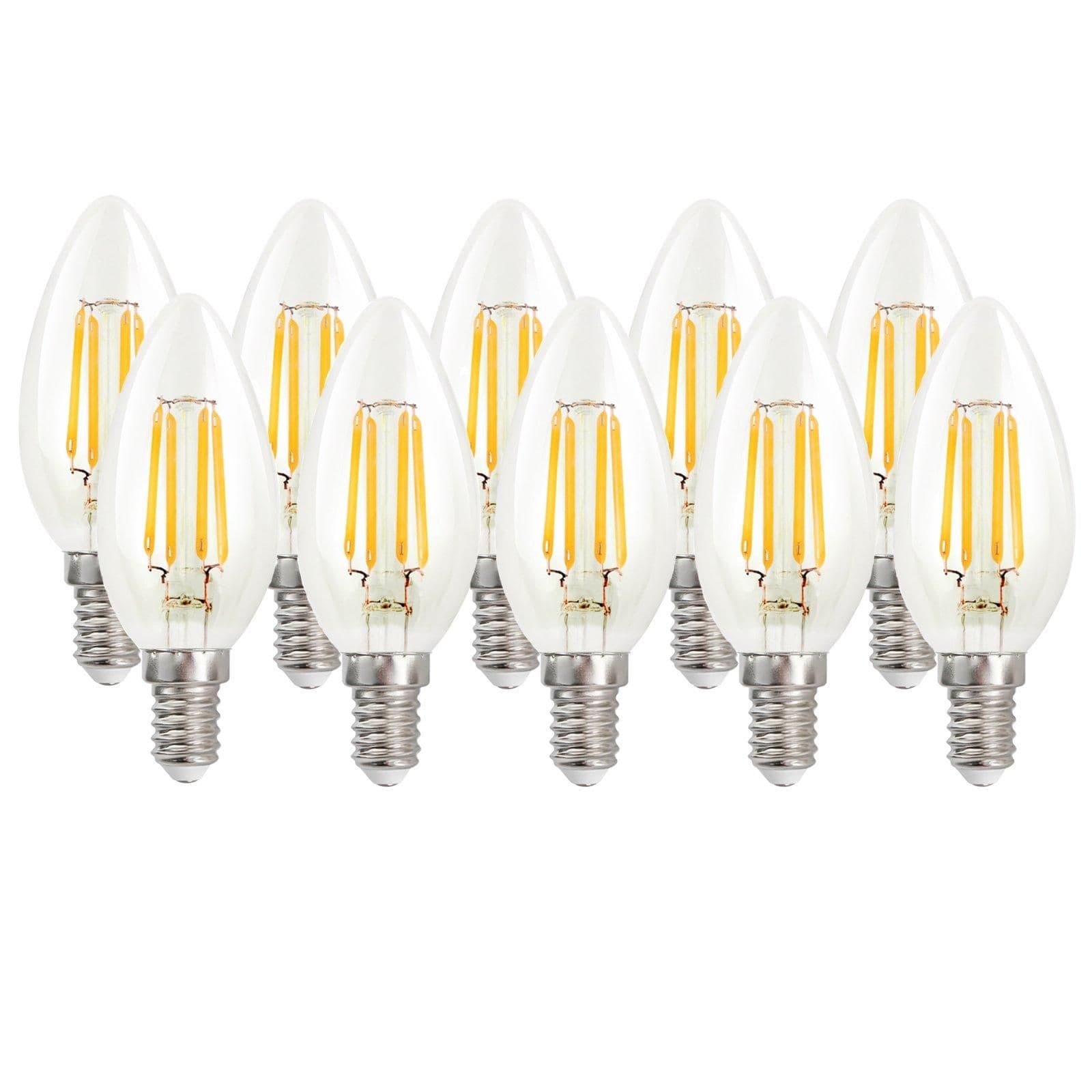 4.5 Watts E14 LED Bulb Clear Candle Warm Dimmable Pack 10