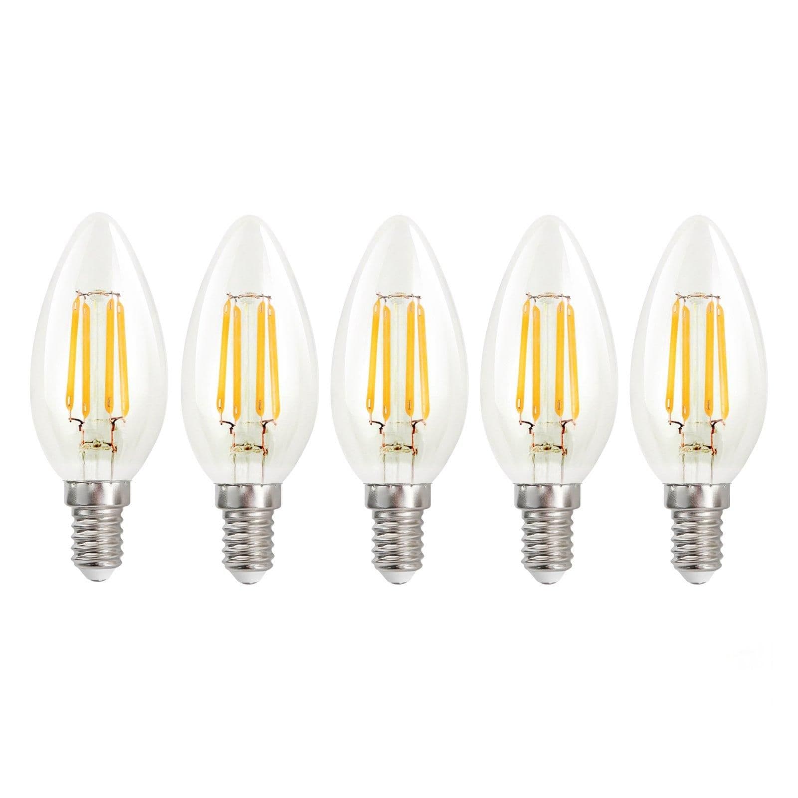 4.5 Watts E14 LED Bulb Clear Candle Cool Dimmable Pack 5