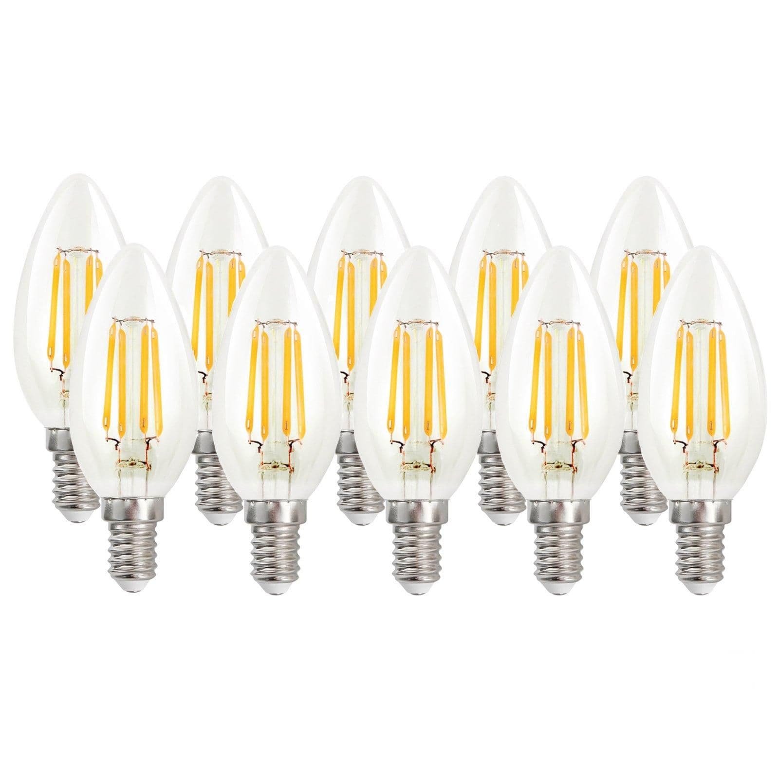 4.5 Watts E14 LED Bulb Clear Candle Cool Dimmable Pack 10