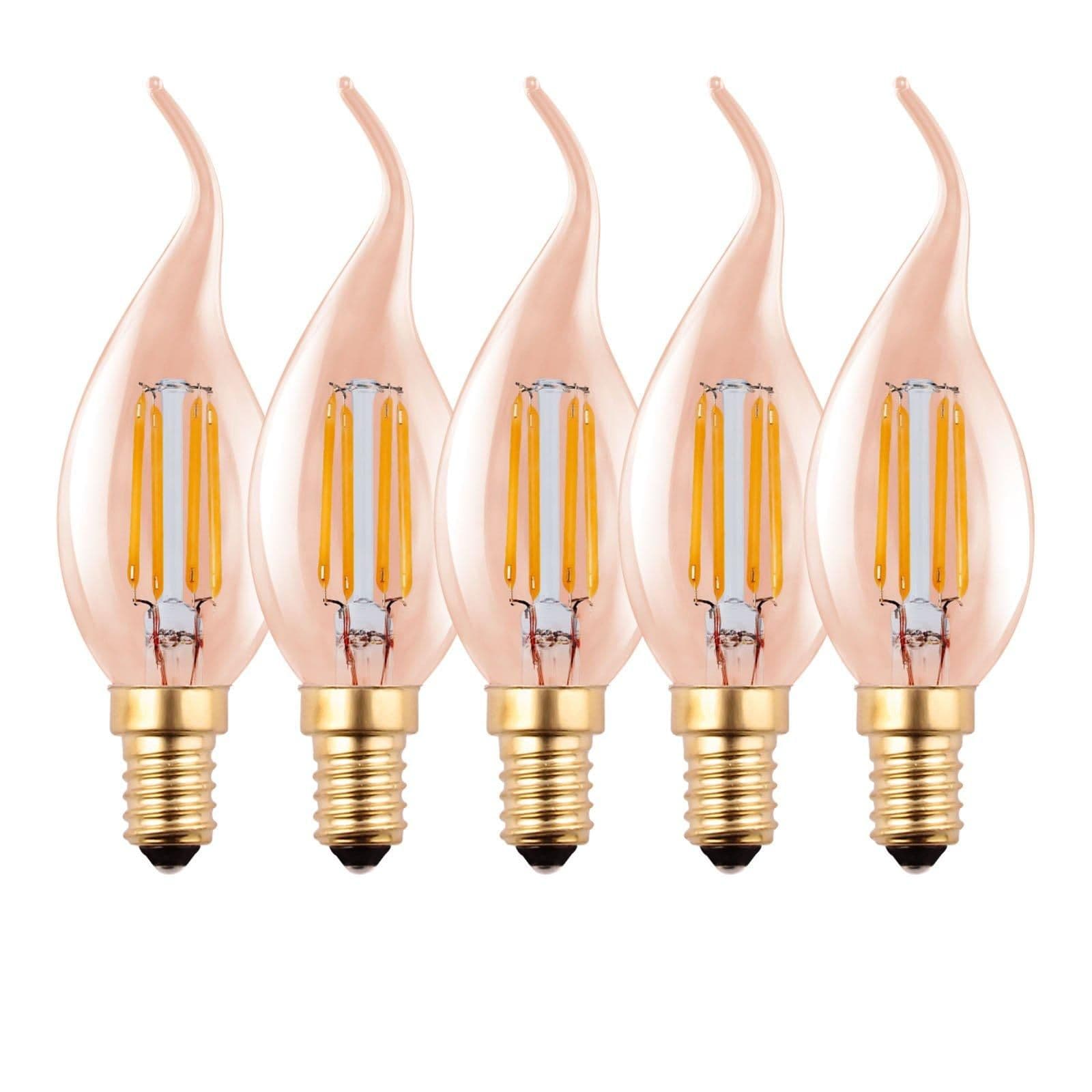 4.5 Watts E14 LED Bulb Amber Flame Tip Warm Dimmable Pack 5