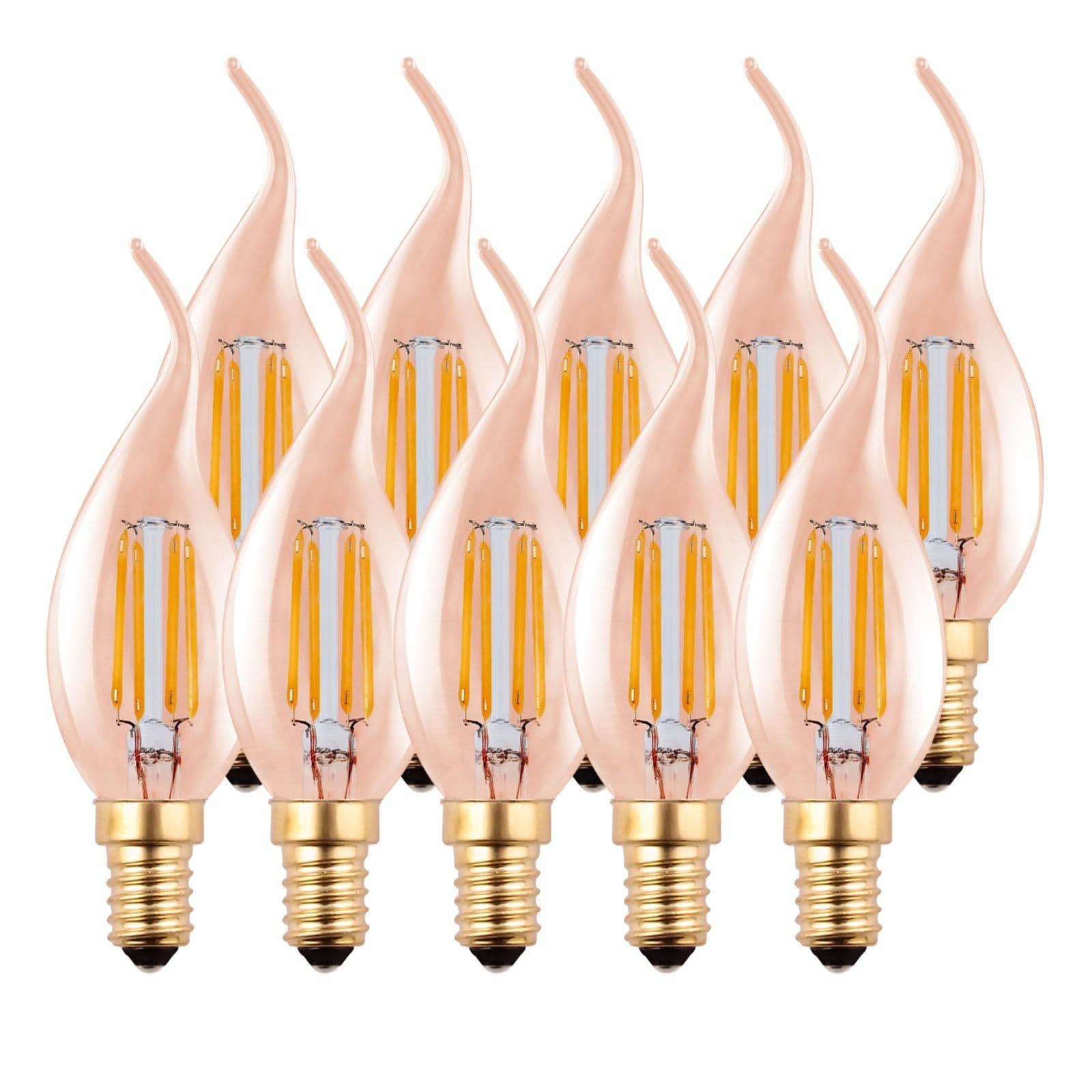 4.5 Watts E14 LED Bulb Amber Flame Tip Warm Dimmable Pack 10