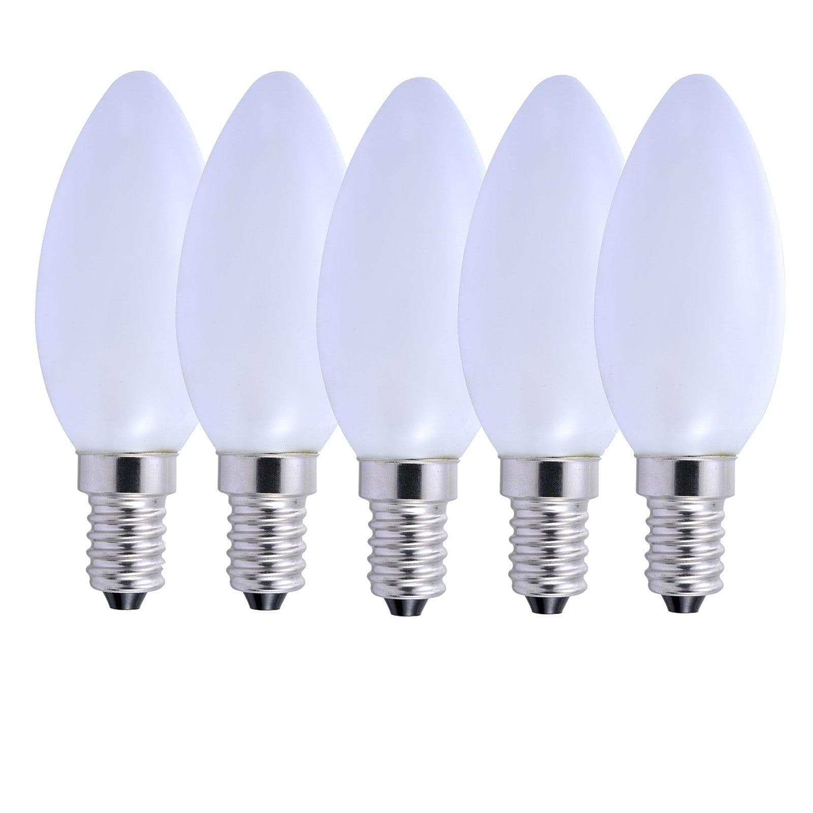 5 Watts E14 LED Bulb Opal Candle Warm Dimmable Pack 5