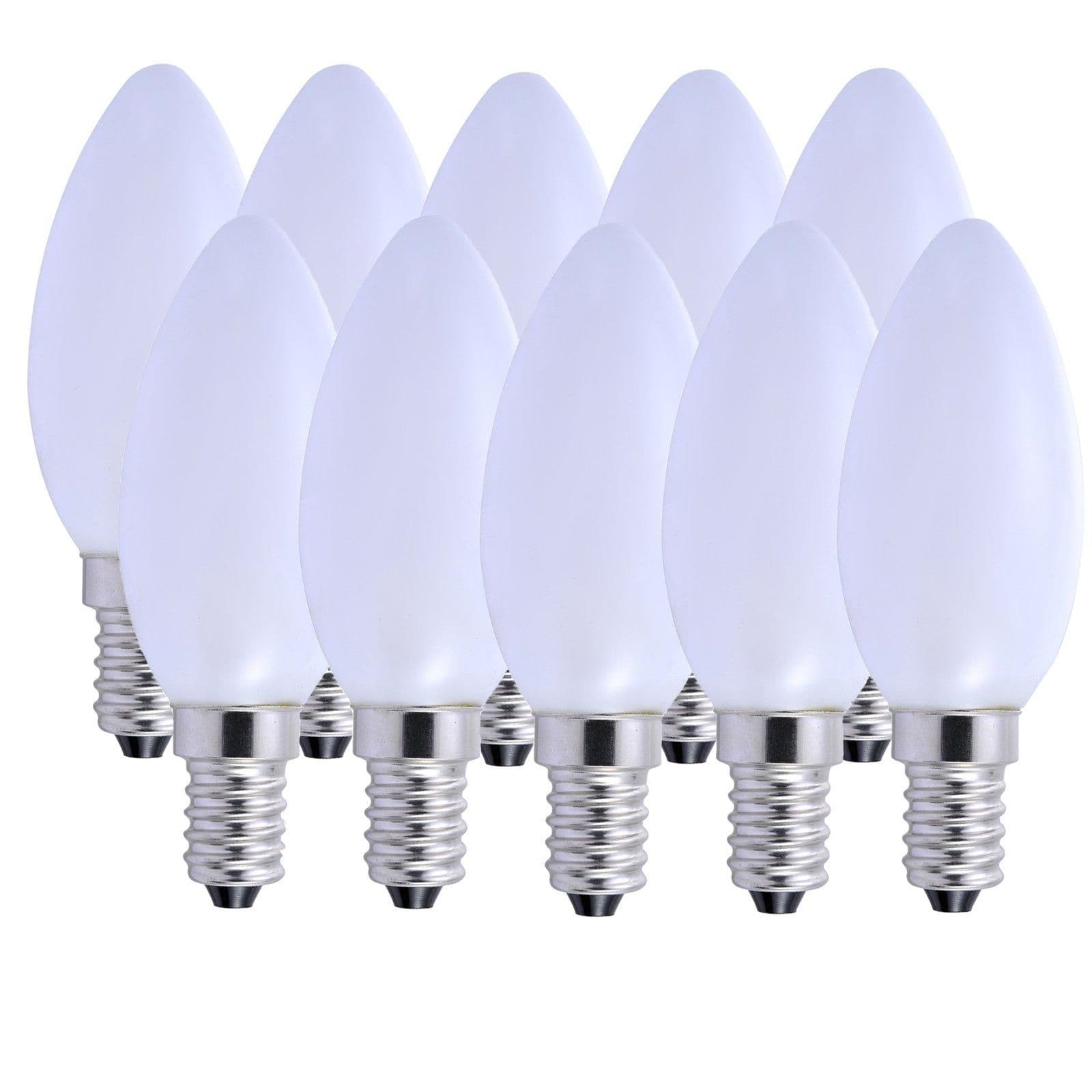 5 Watts E14 LED Bulb Opal Candle Warm Dimmable Pack 10