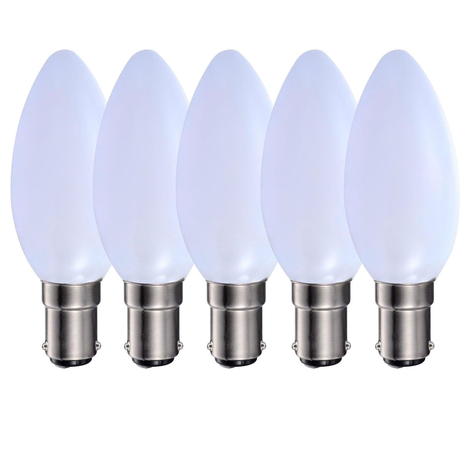 5 Watts B15 SBC Small Bayonet LED Light Bulb Opal Candle Warm Dimmable Pack 5