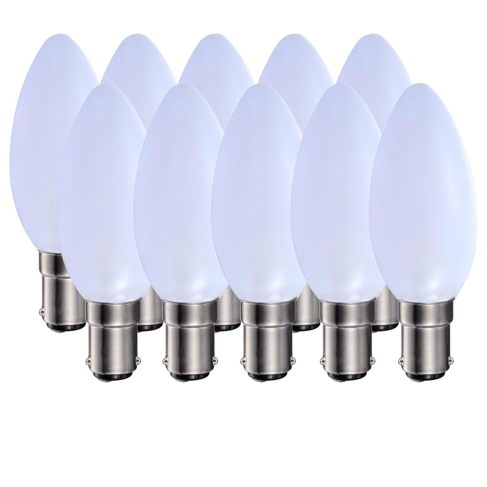 5 Watts B15 SBC Small Bayonet LED Light Bulb Opal Candle Warm Dimmable Pack 10