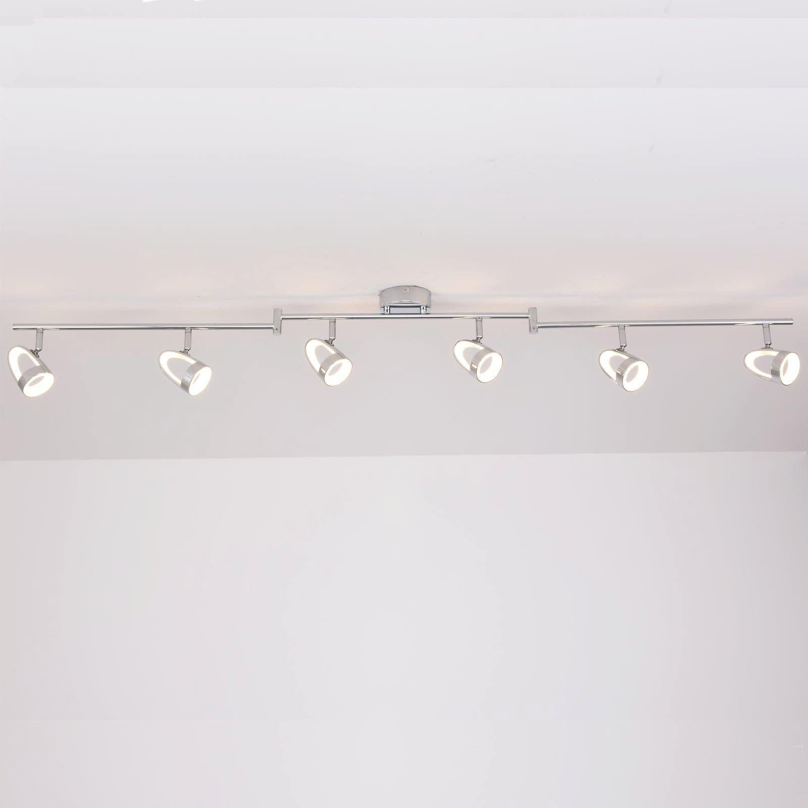 LED 6 Way Adjustable Bar Ceiling Spotlights Polished Chrome Finish