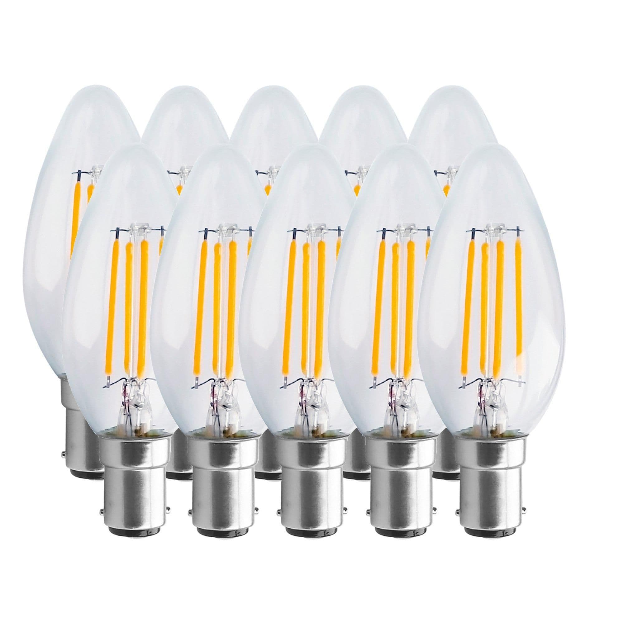 4.5 Watts B15 SBC Small Bayonet LED Light Bulb Clear Candle Warm Dimmable Pack 10