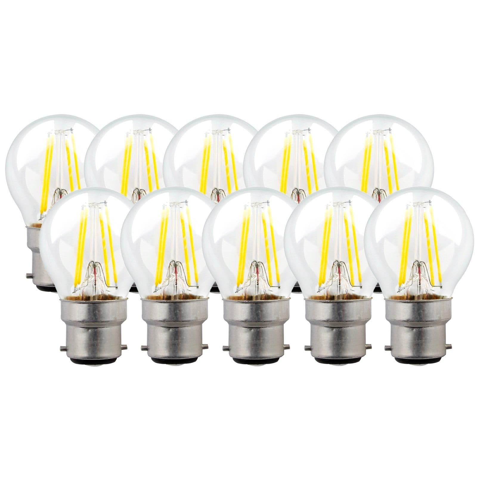 5 Watts B22 BC Bayonet LED Light Bulb Clear Golf Ball Warm Dimmable Pack 10