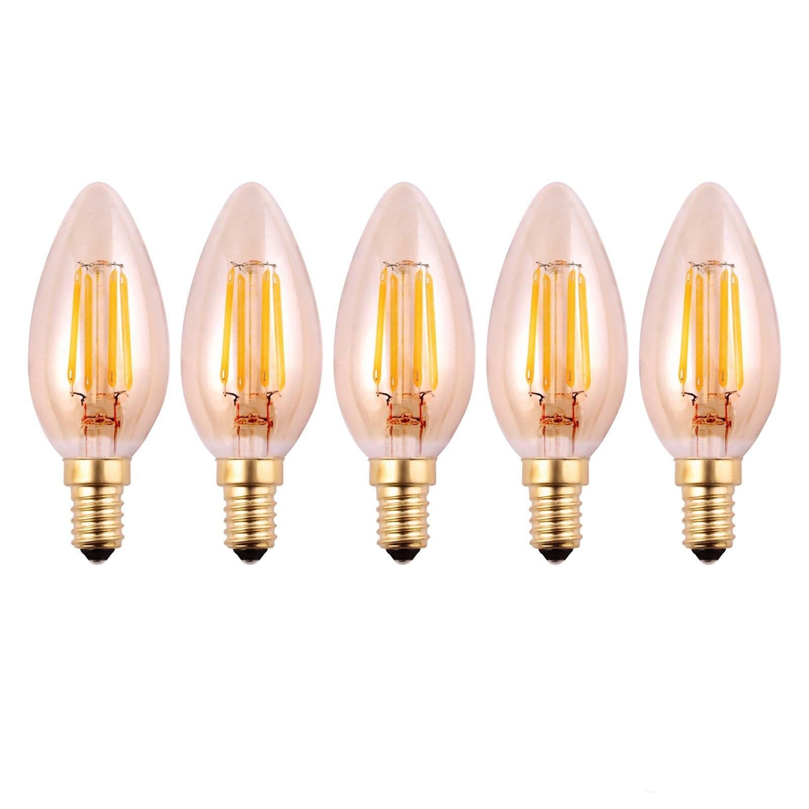 4.5 Watts E14 LED Bulb Amber Candle Warm Dimmable Pack 5