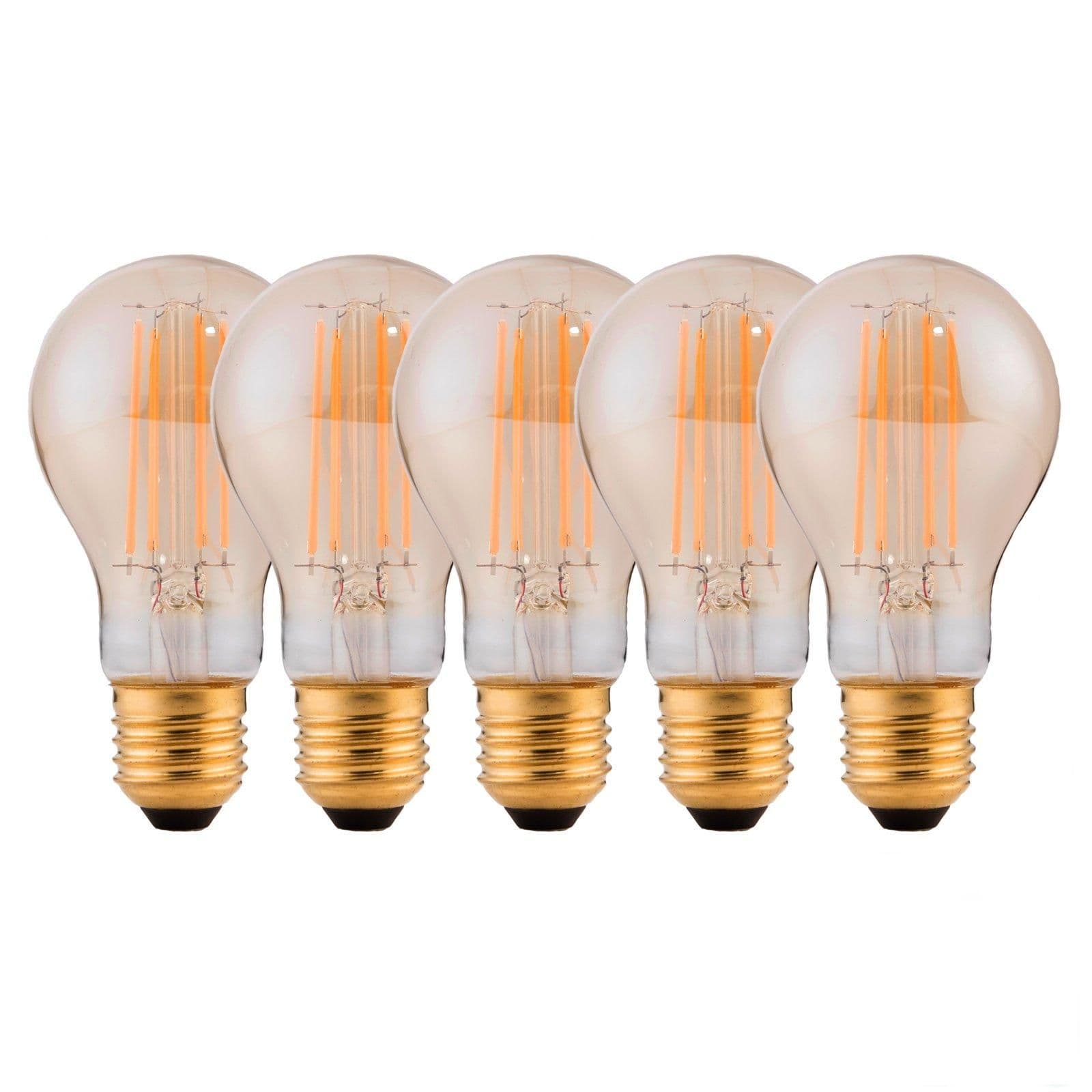 8 Watts A60 E27 LED Bulb Amber Warm Dimmable Pack 5