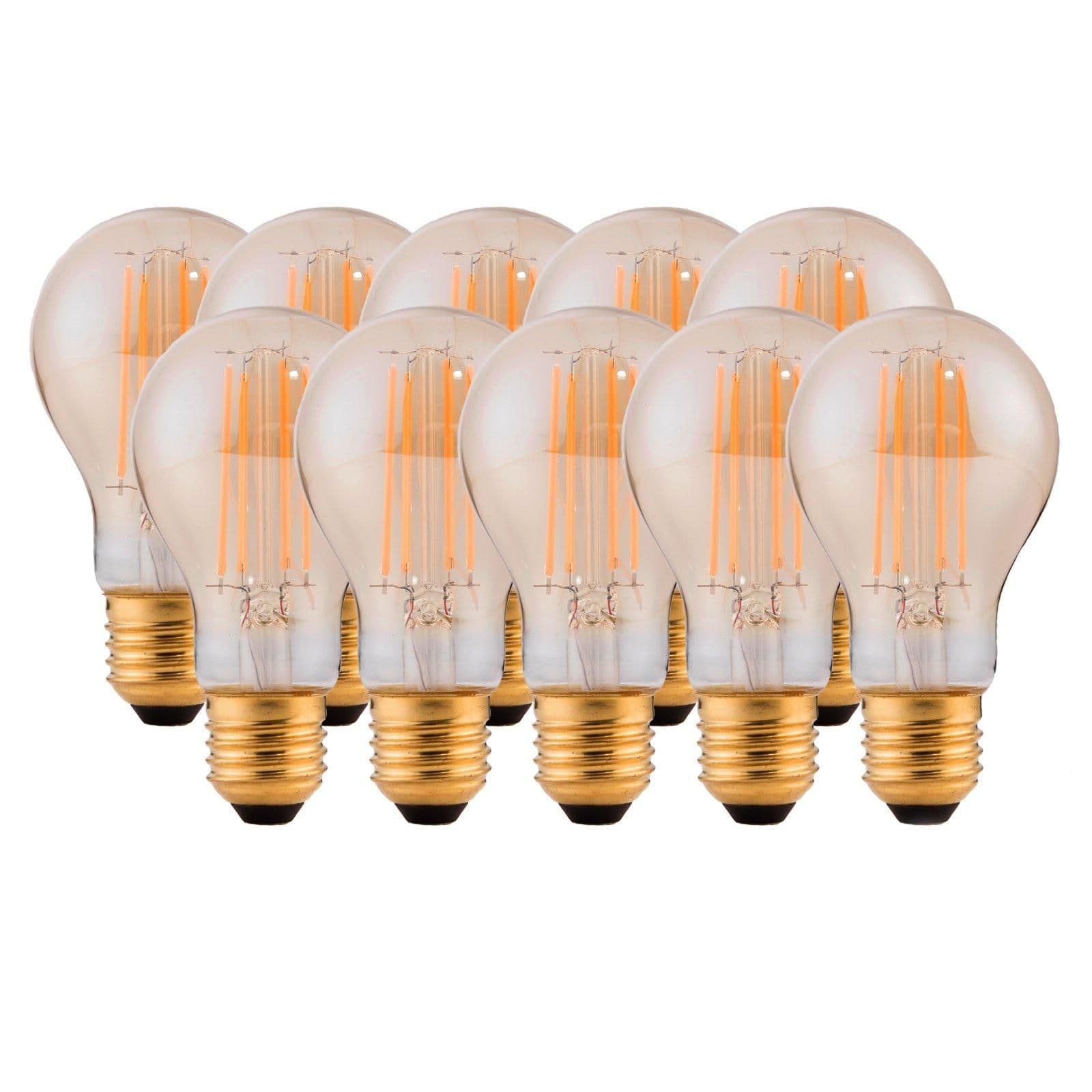 8 Watts A60 E27 LED Bulb Amber Warm Dimmable Pack 10