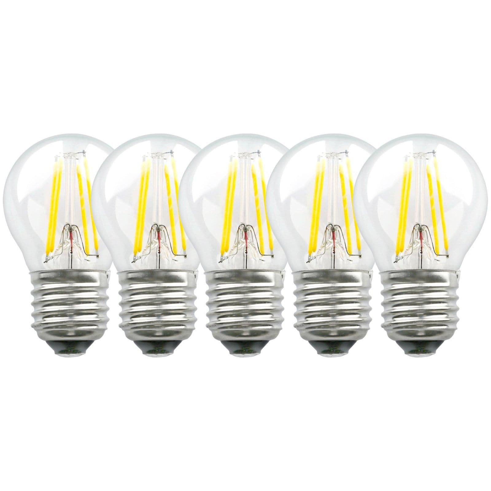 4.5 Watts E27 LED Bulb Clear Golf Ball Warm Dimmable Pack 5