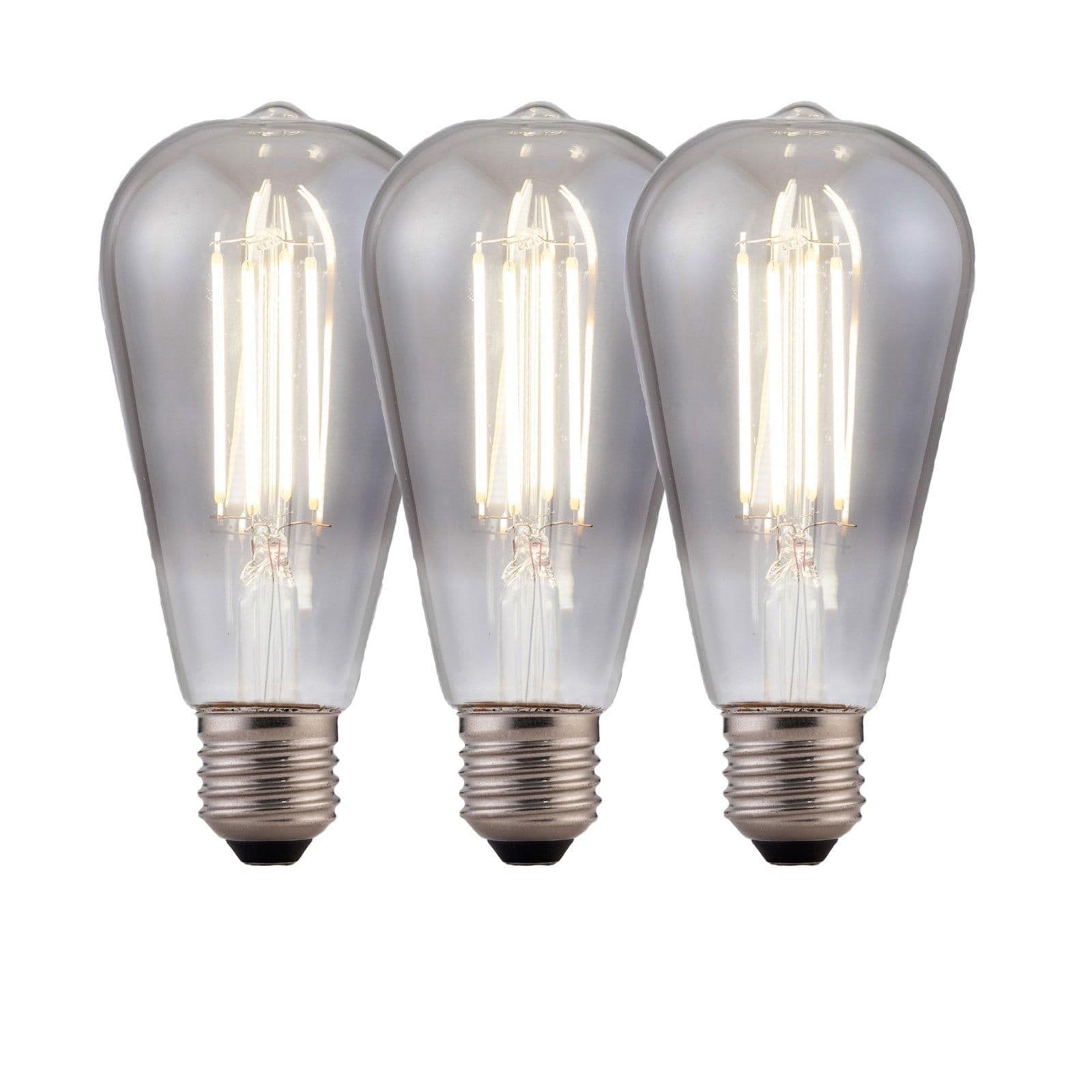 8 Watts ST64 E27 LED Bulb Smoked Cool Dimmable Pack 3