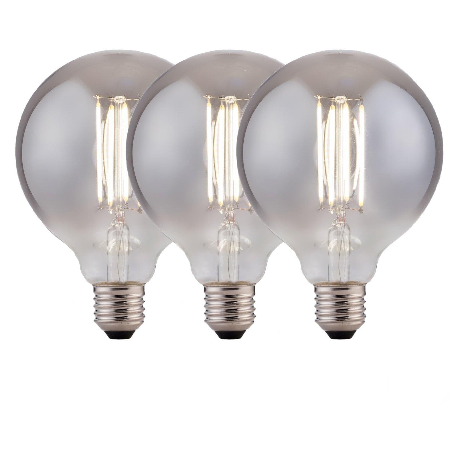 8 Watts G95 E27 LED Bulb Smoked Globe Cool Dimmable Pack 3