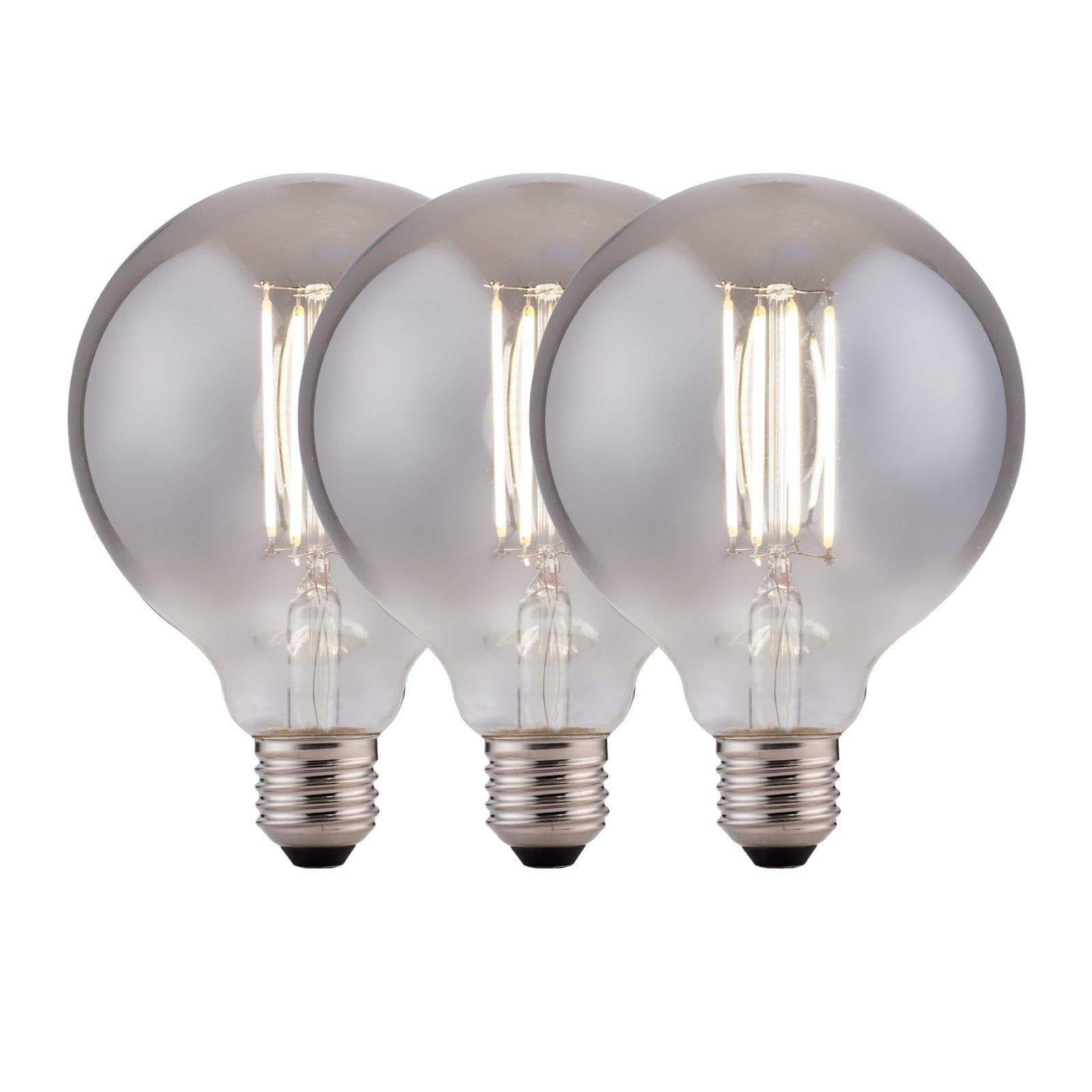 8 Watts G125 E27 LED Bulb Smoked Globe Cool Dimmable Pack 3
