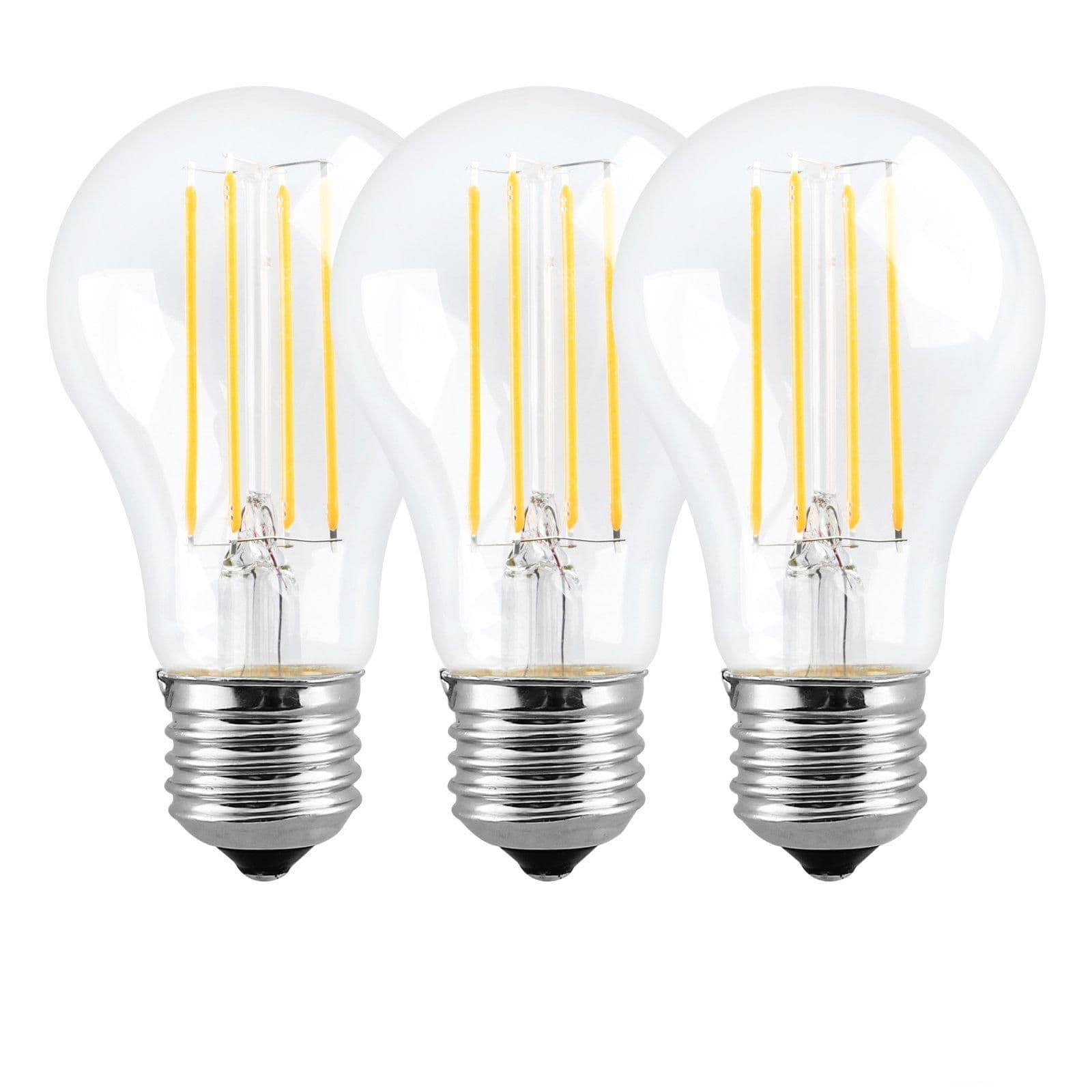 8 Watts A60 E27 LED Bulb Clear Cool Dimmable Pack 3