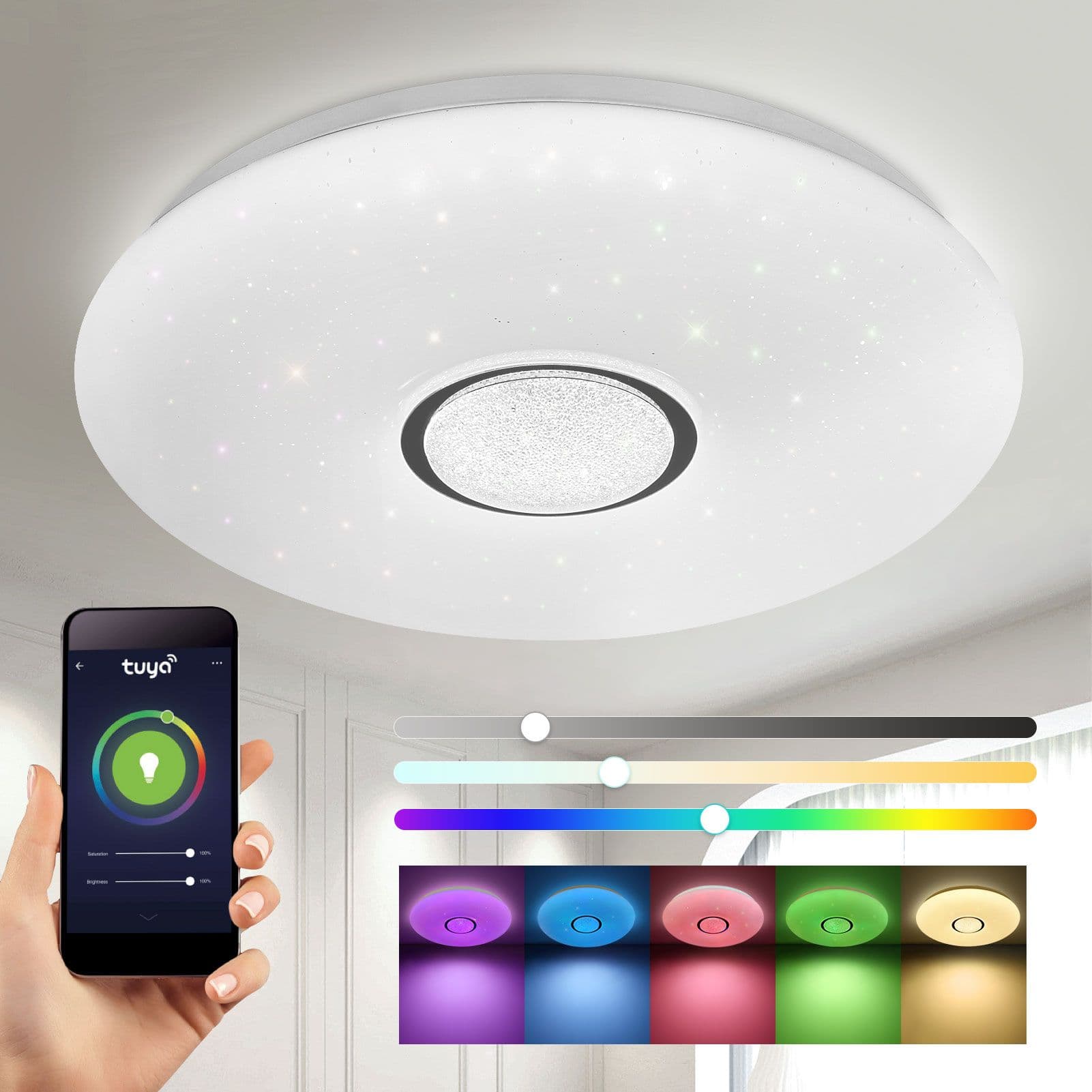 LED Smart Ceiling Light 24 Watts RGB CCT 2700K 6500K Dimmable