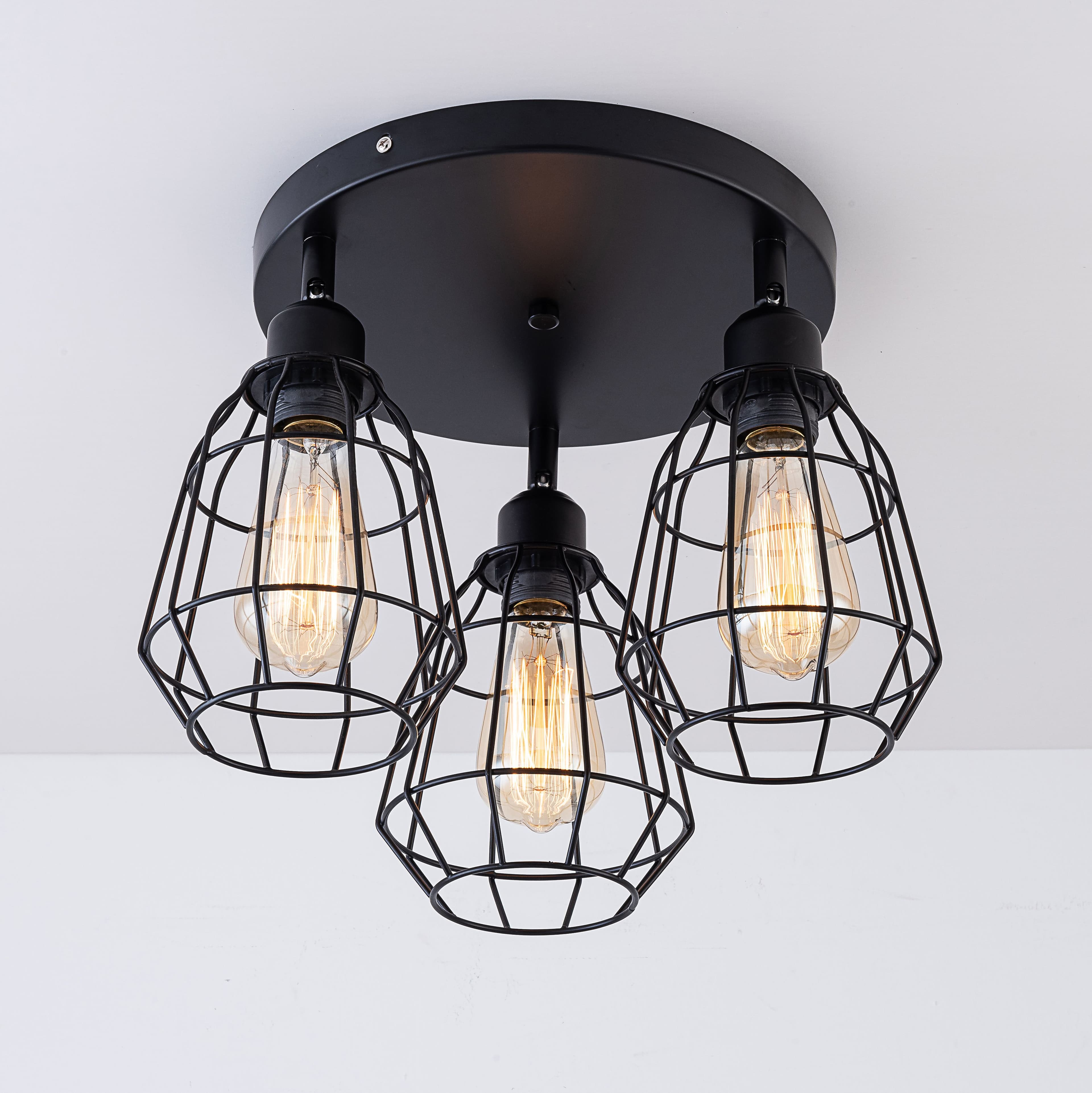 Caged Ceiling Light 3 Lights E27 Cap LED Compatible