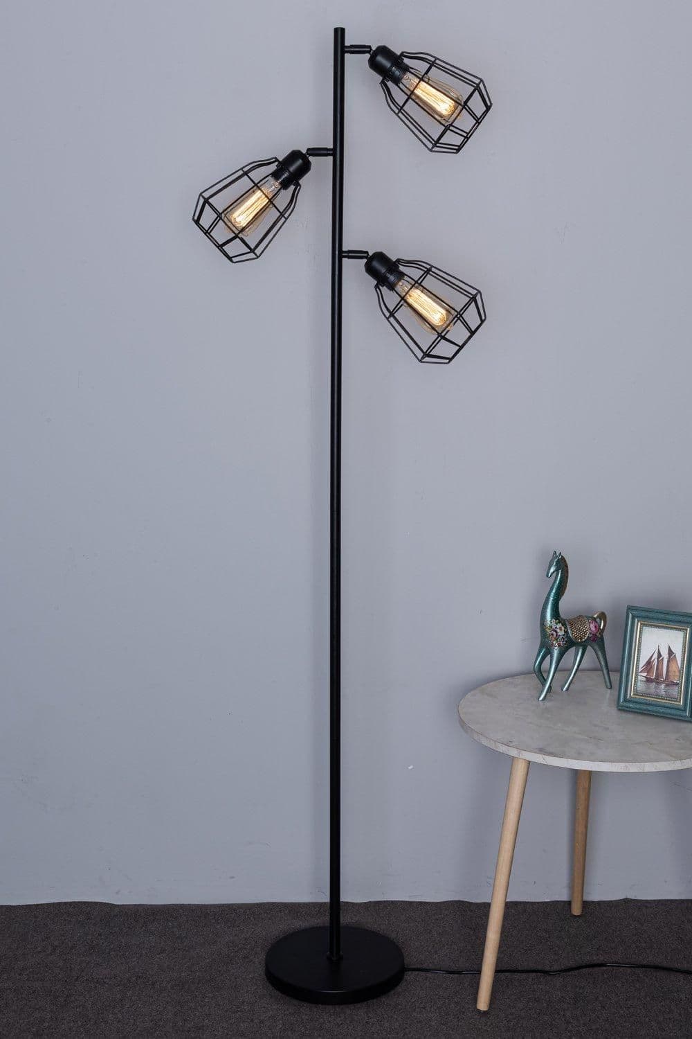 Caged Floor Lamp Switch Included 3 Lights E27 Cap LED Compatible