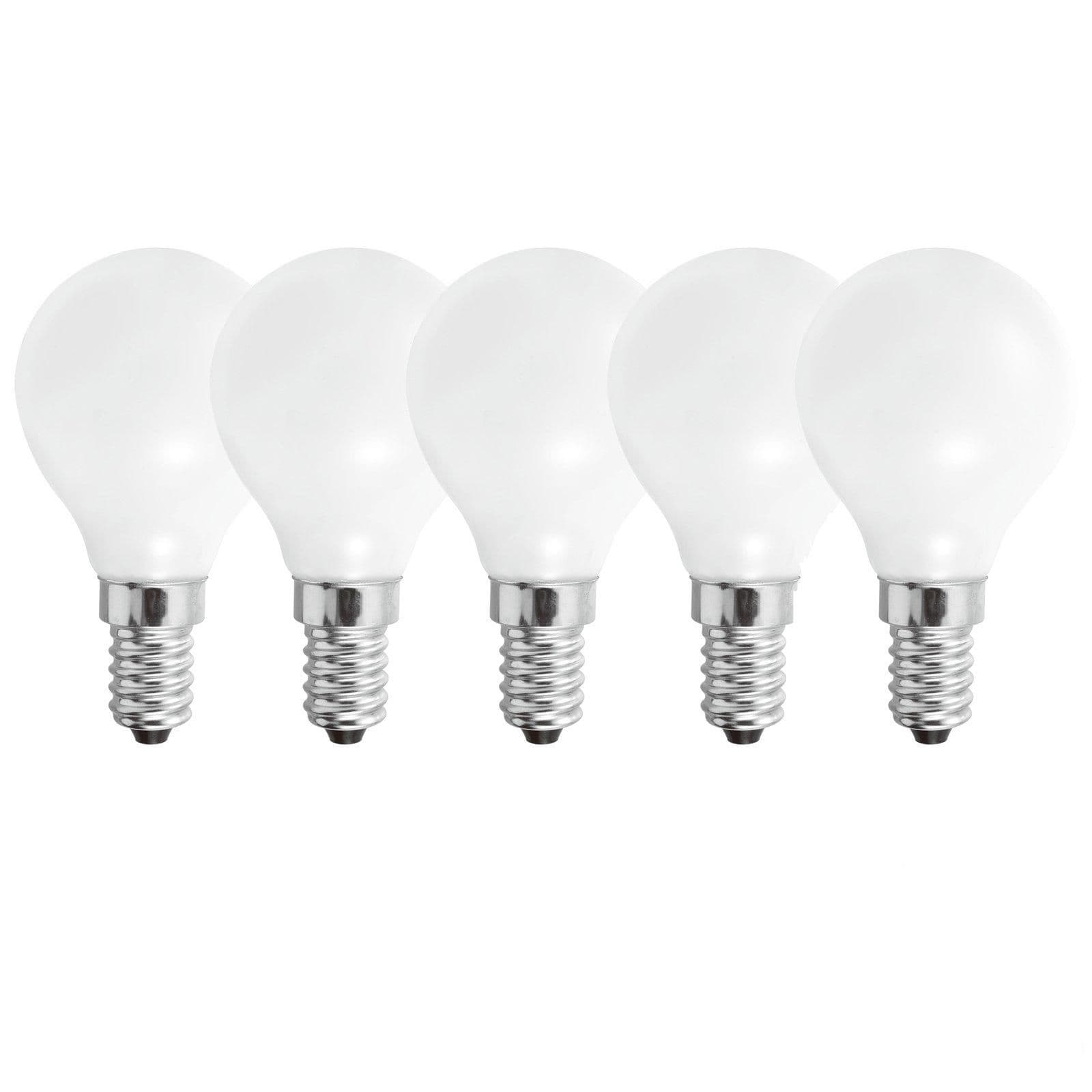 5 Watts E14 LED Bulb Opal Golf Ball Cool Dimmable Pack 5