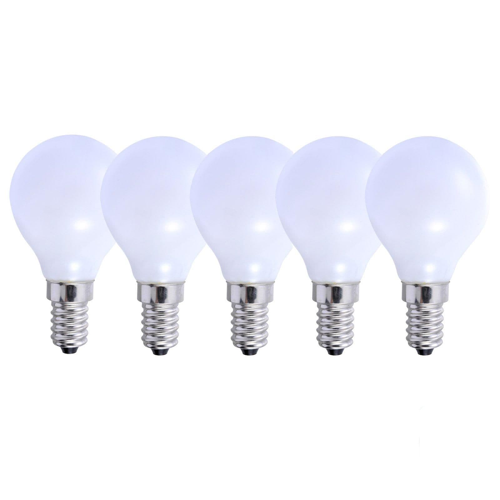 5 Watts E14 LED Bulb Opal Golf Ball Warm Dimmable Pack 5