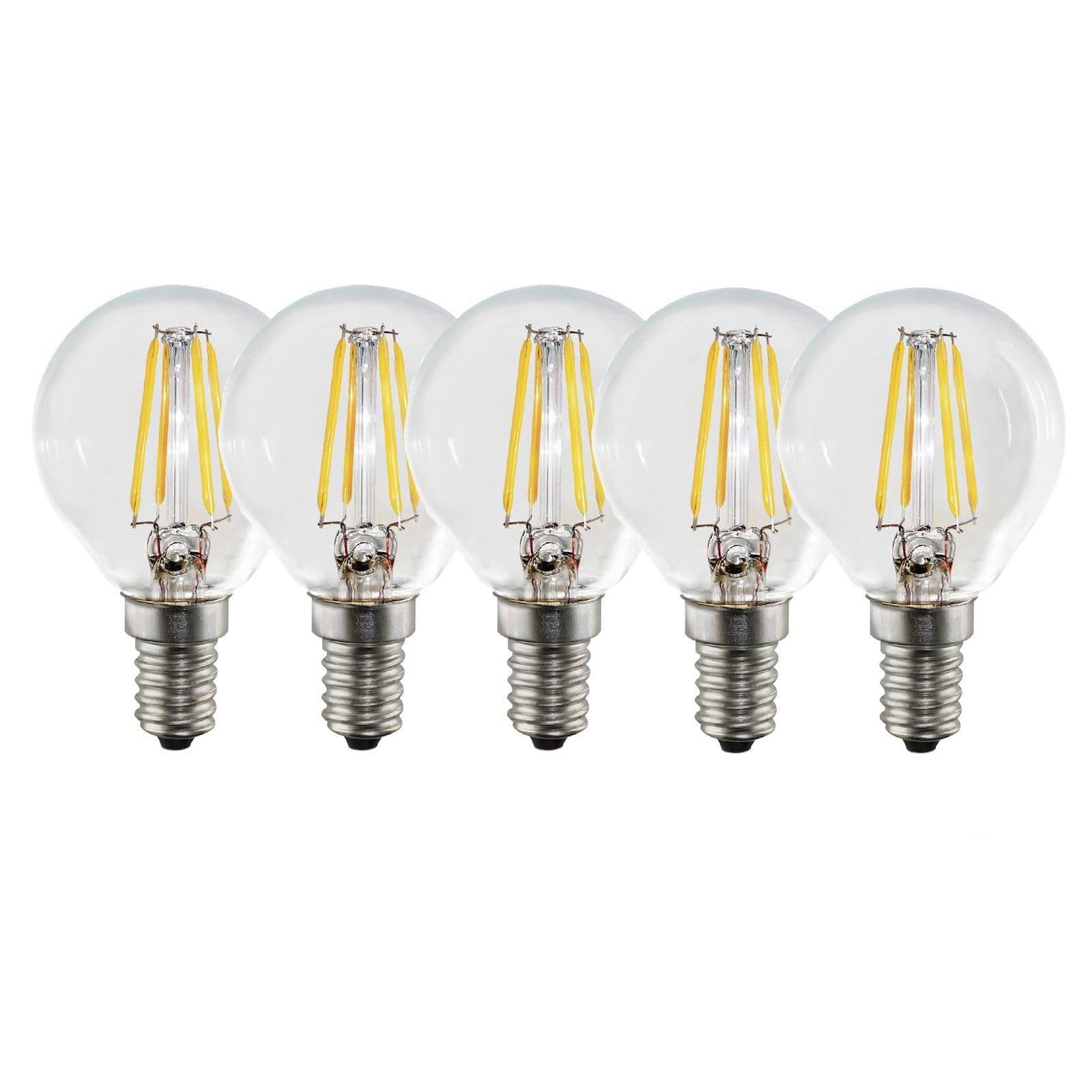4.5 Watts E14 LED Bulb Clear Golf Ball Cool Dimmable Pack 5