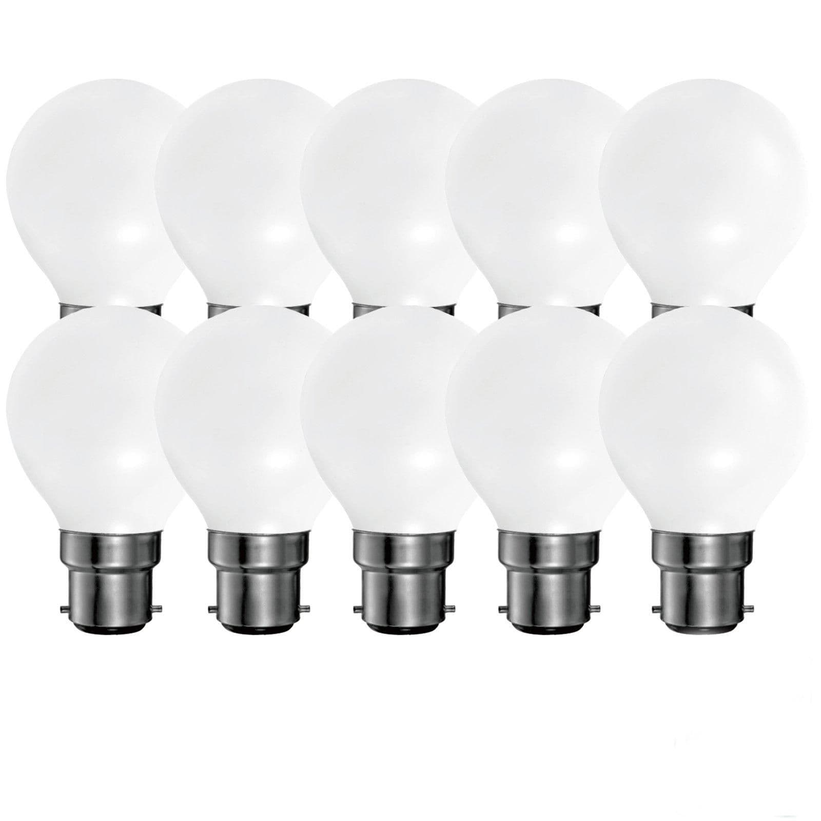 5 Watts B22 BC Bayonet LED Light Bulb Opal Golf Ball Warm Dimmable Pack 10