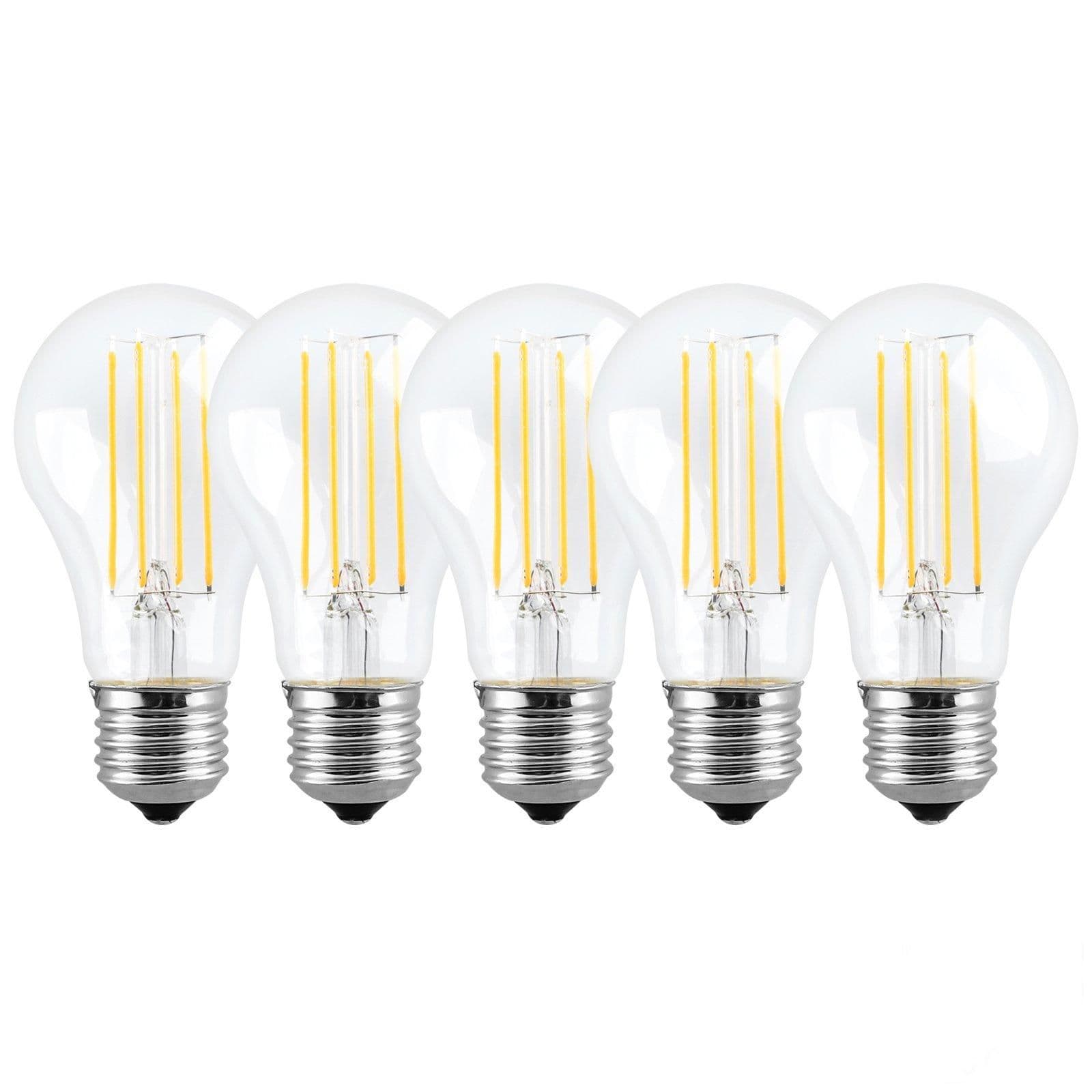 8 Watts A60 E27 LED Bulb Clear Cool Dimmable Pack 5