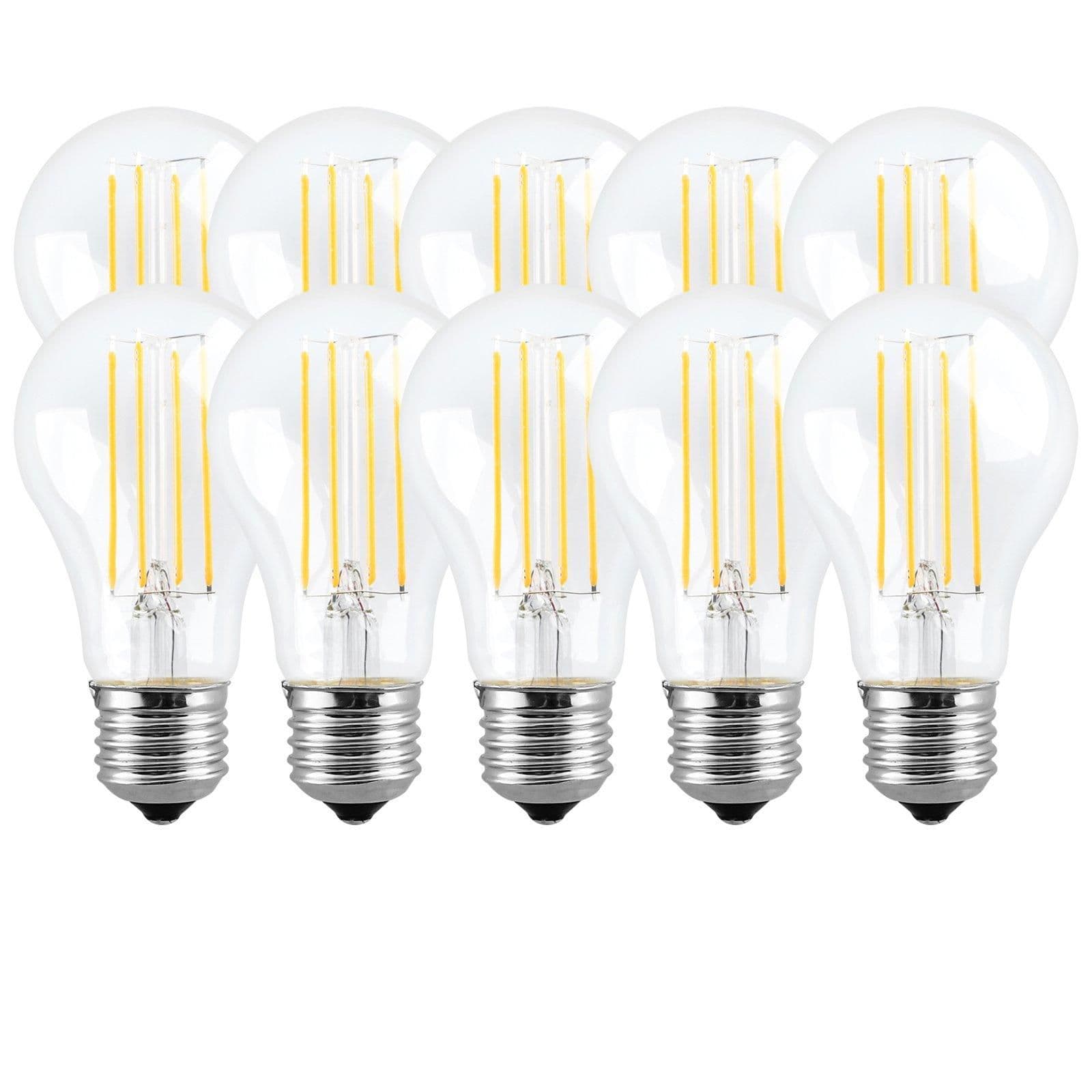 8 Watts A60 E27 LED Bulb Clear Cool Dimmable Pack 10