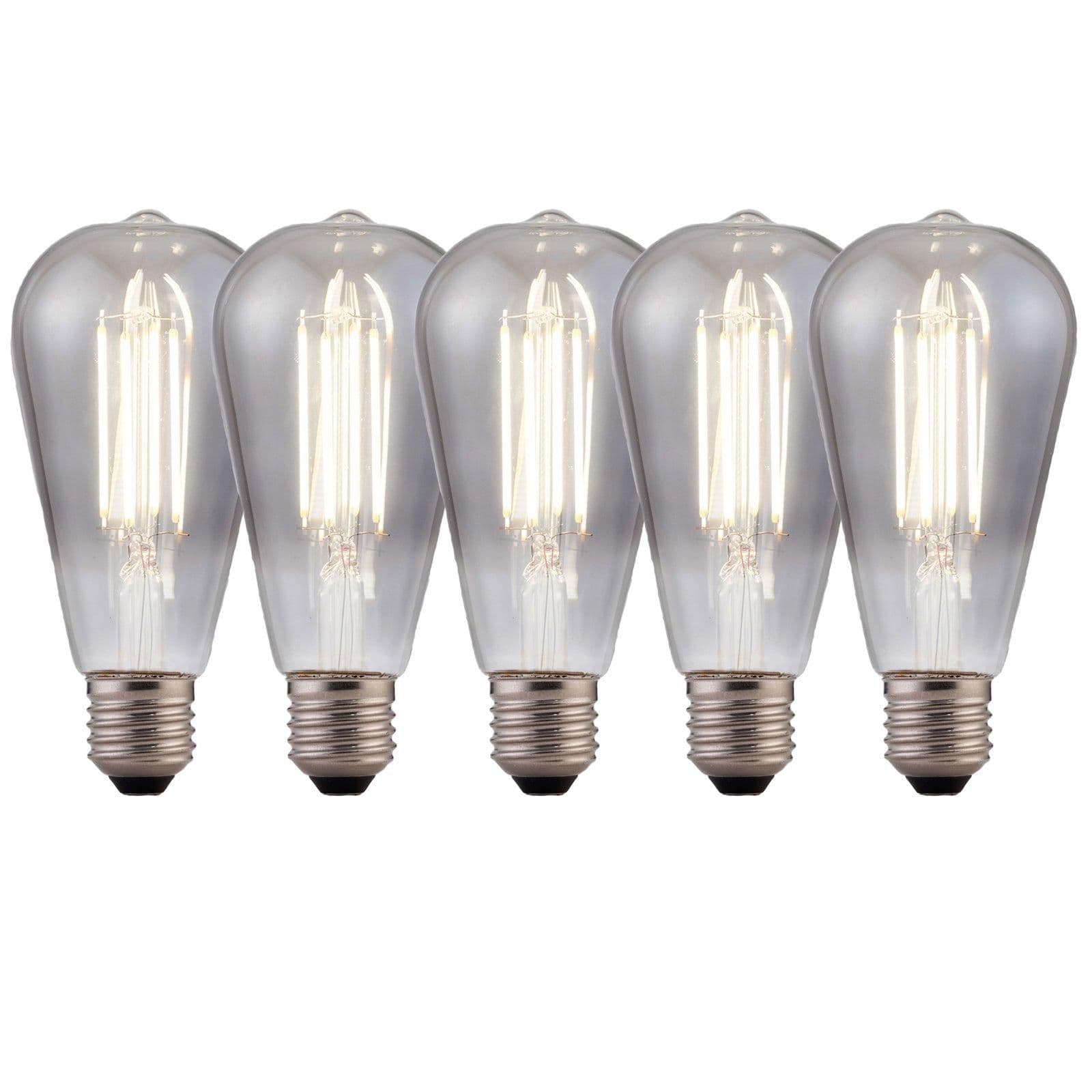 8 Watts ST64 E27 LED Bulb Smoked Cool Dimmable Pack 5