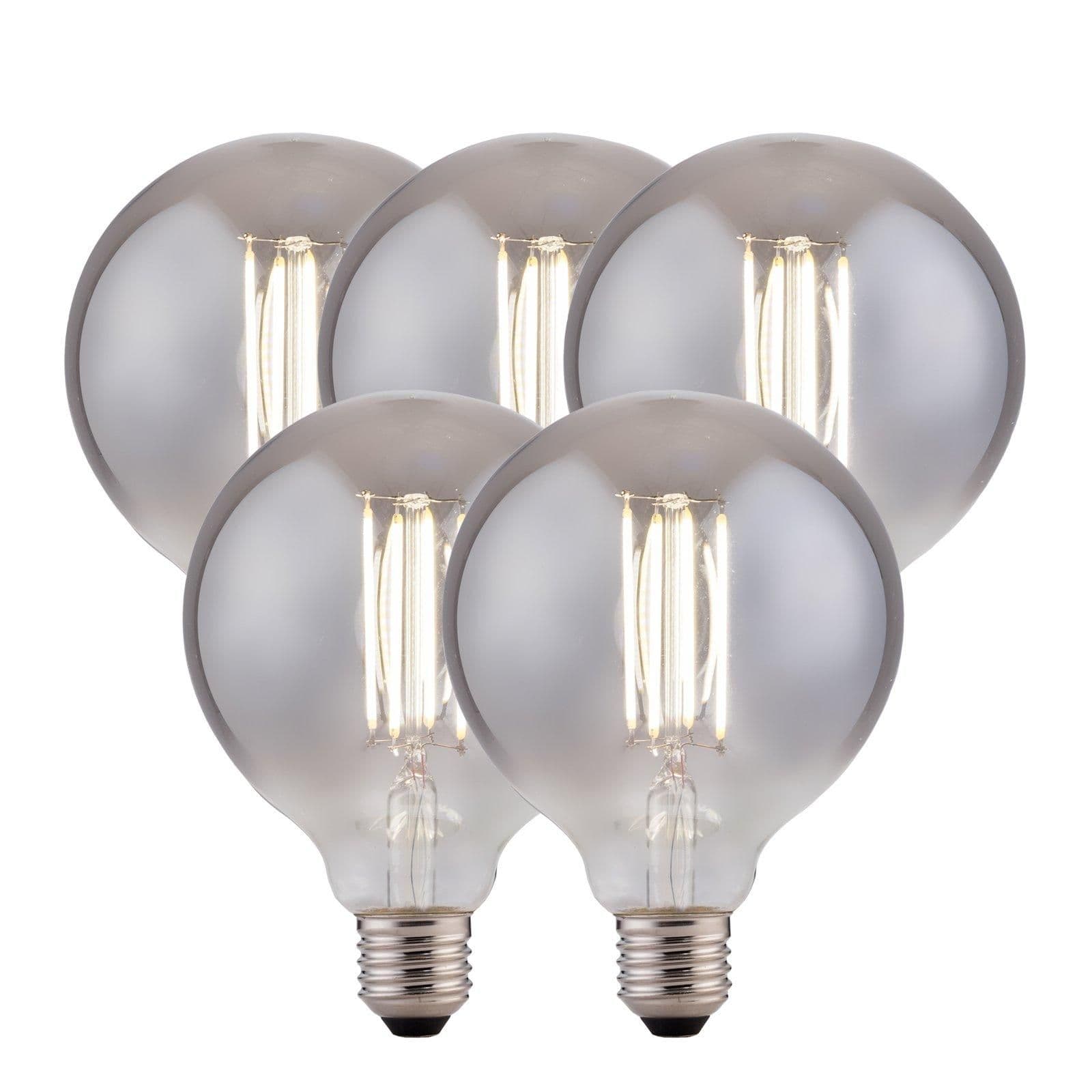 8 Watts G125 E27 LED Bulb Smoked Globe Cool Dimmable Pack 5