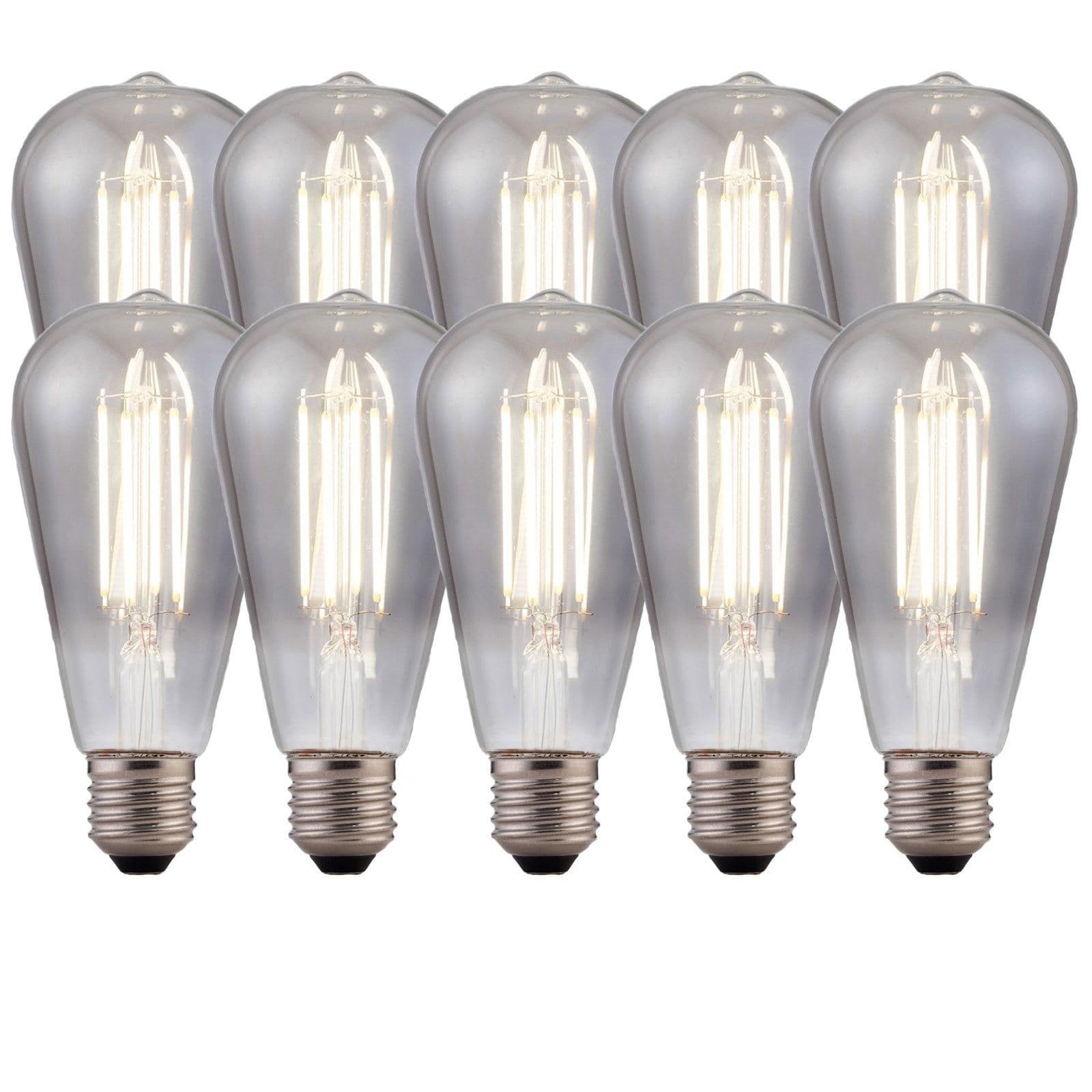 8 Watts ST64 E27 LED Bulb Smoked Cool Dimmable Pack 10
