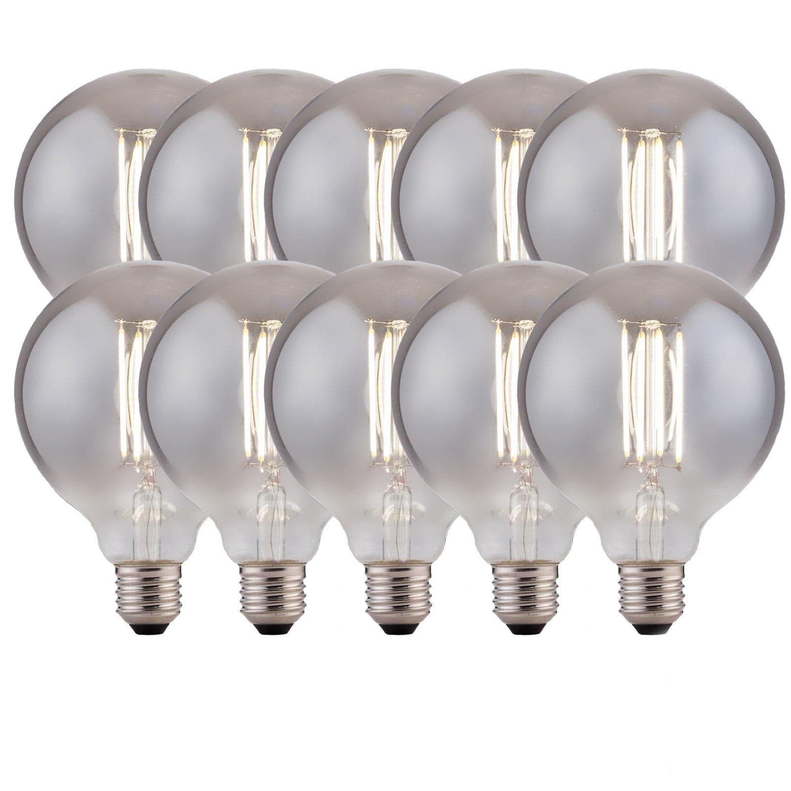 8 Watts G95 E27 LED Bulb Smoked Globe Cool Dimmable Pack 10