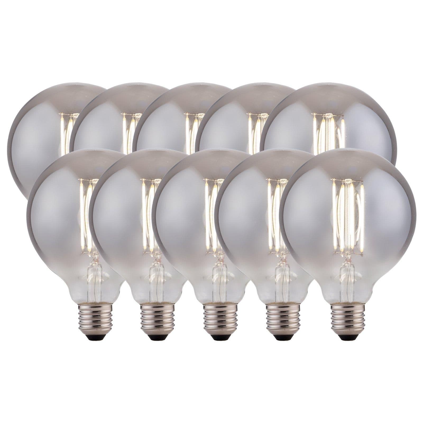 8 Watts G125 E27 LED Bulb Smoked Globe Cool Dimmable Pack 10