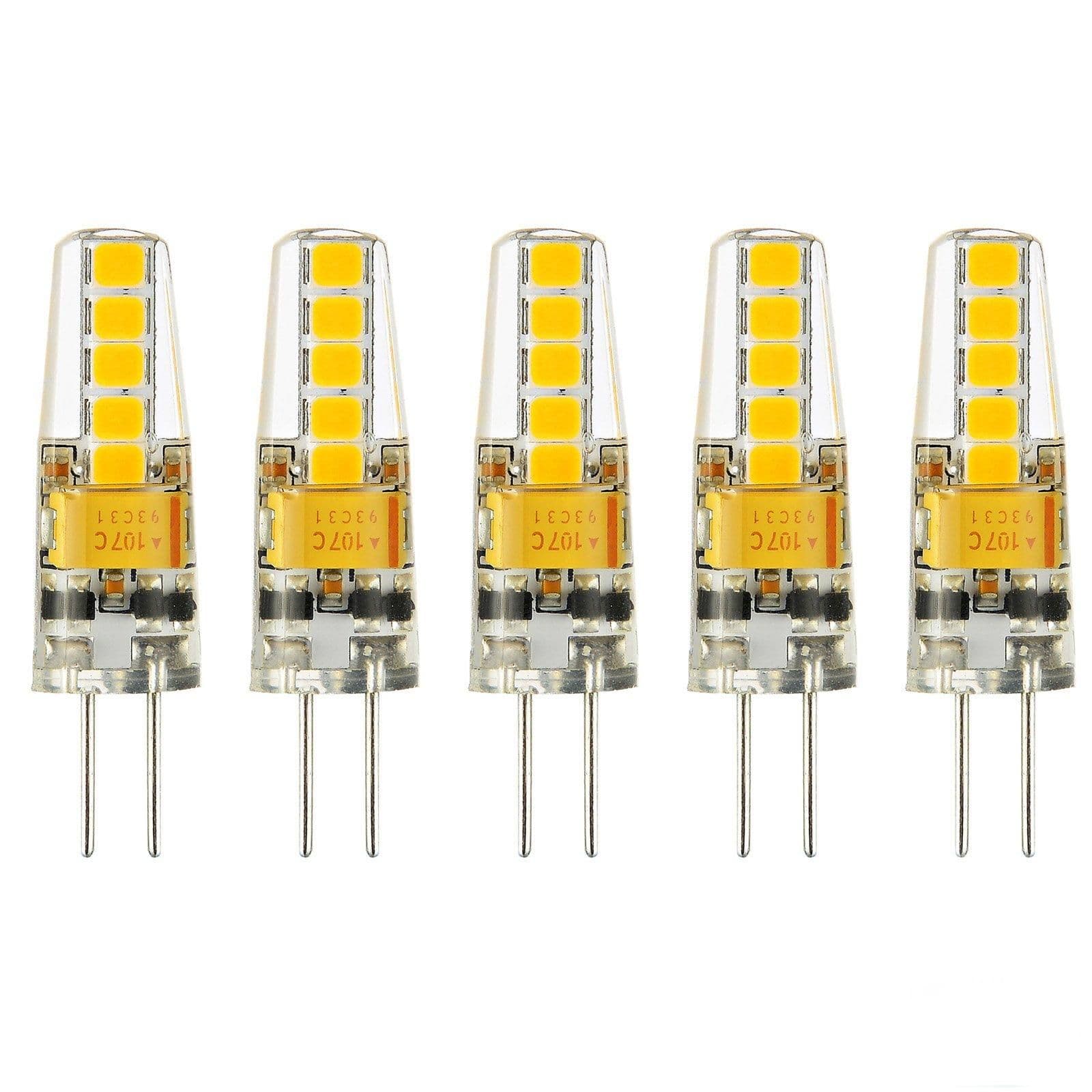 2 Watts G4 LED Bulb Clear Capsule Warm Non Dimmable Pack 5