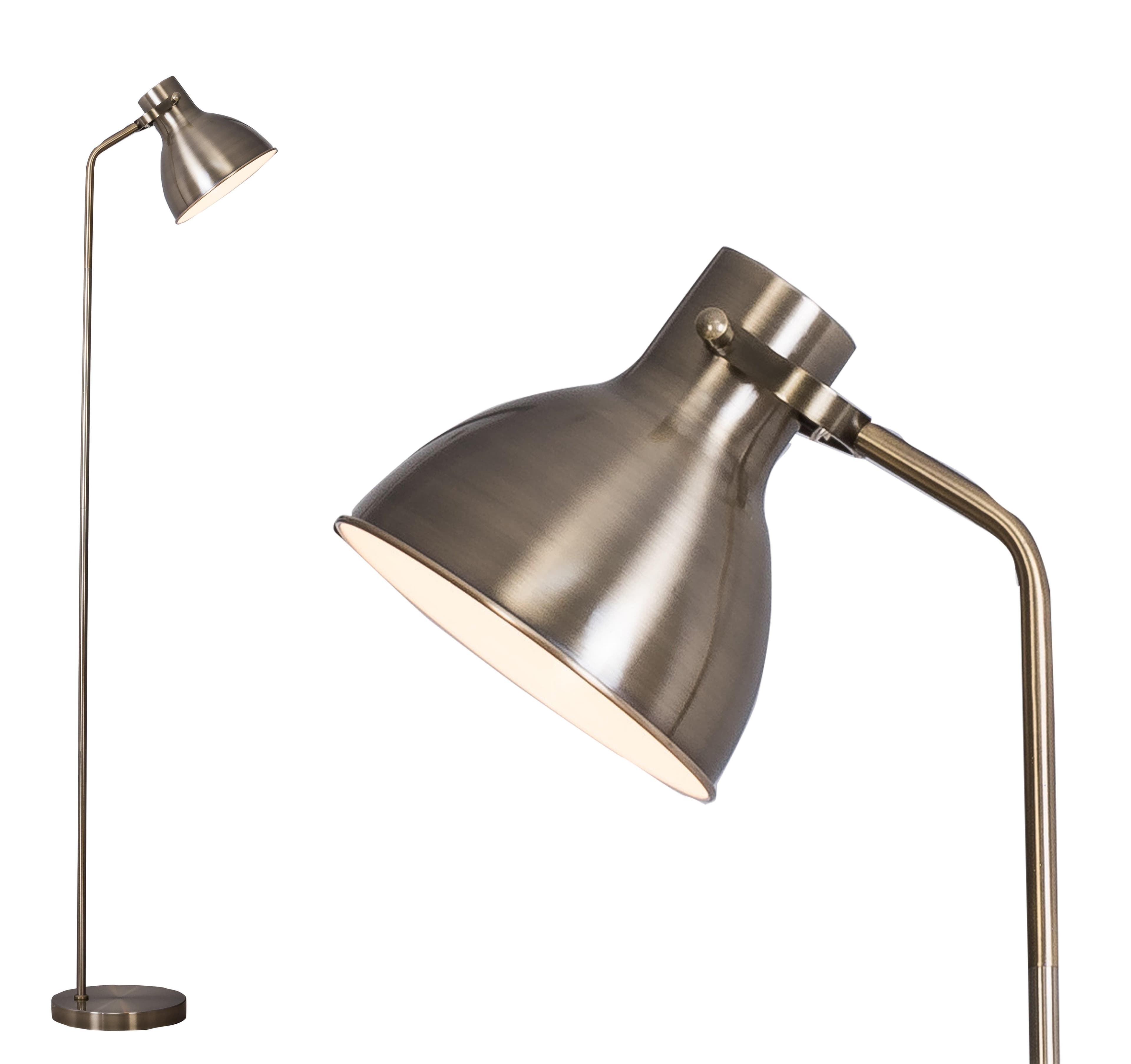 Floor Lamp Room Bowl Shade On Off Switch ECP Plug Reading Light Simple Design Antique Finish E27 Bulb Cap