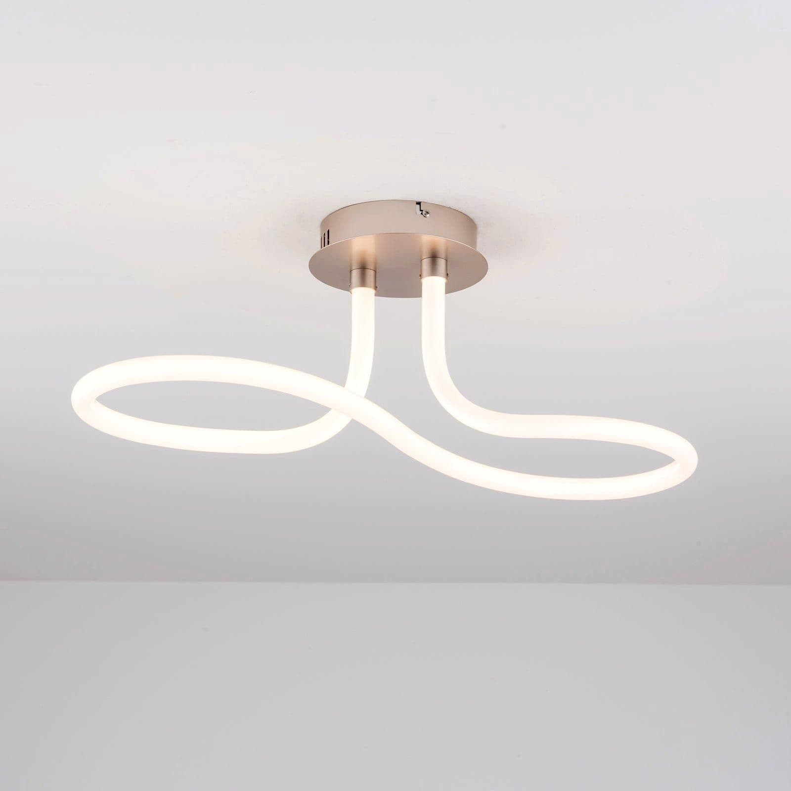 LED 1 Light Semi Flush Ceiling Light Polycarbonate Shade Matt Nickel