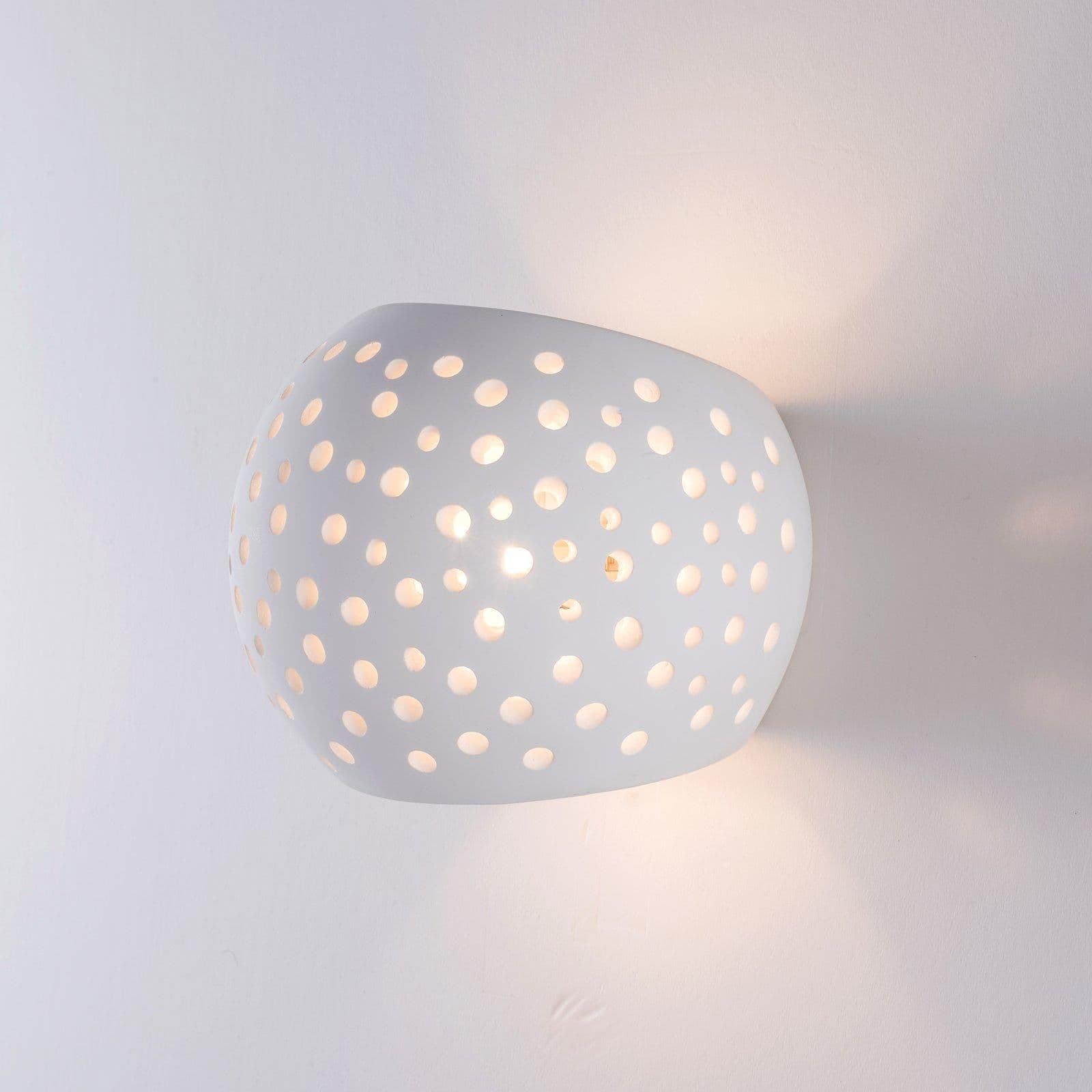 Perforated Up Down Ceramic Wall Light Open Sphere Shade